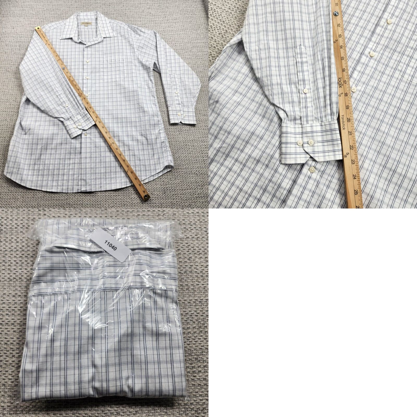 Tommy Bahama Tommy Bahama Shirt Mens 17 32-33 White Blue Plaid Long Sleeve Button Down Dress Size 46R - 9 Thumbnail