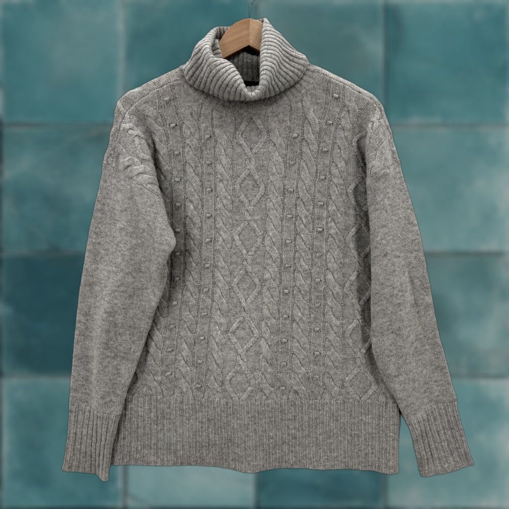 Charter Club VINTAGE Charter Club Sweater Womens Small Gray Luxury Cashmere Cable Knit Turtleneck Size S / US 4 / IT 40 - 1 Thumbnail
