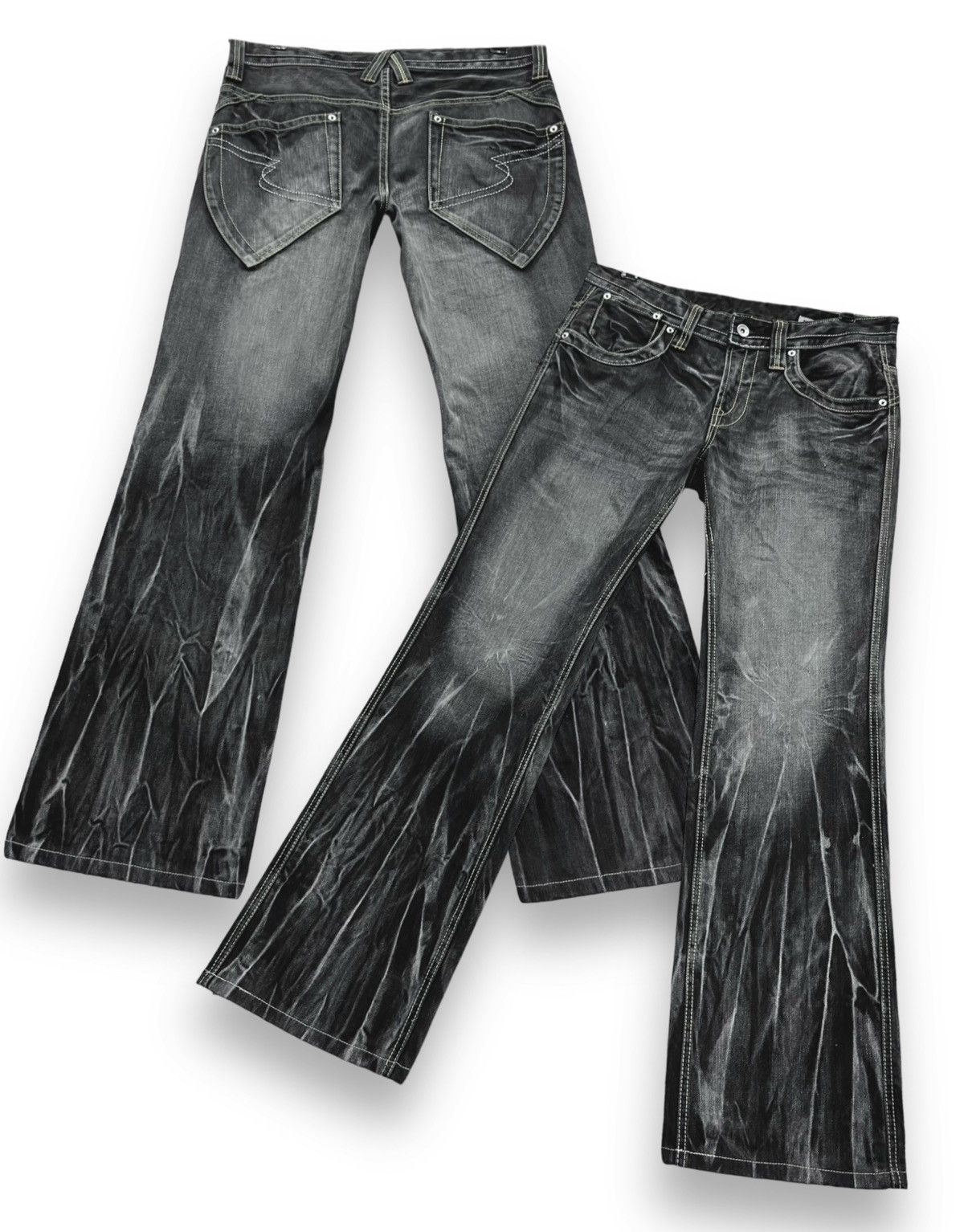 Image of Archival Clothing x Seditionaries Fyesemantic Design Blowwhiskers Retro Punk Flare Denim in Black (