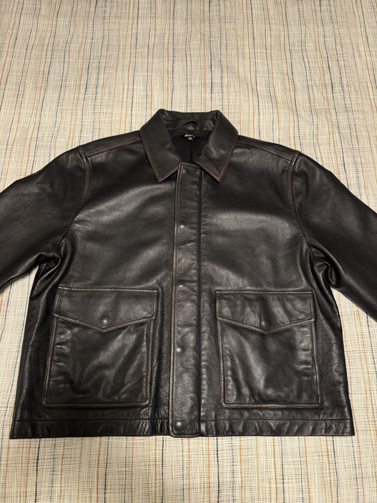 Madewell Madewell Black Leather Flight Jacket Size US XL / EU 56 / 4 - 1 Thumbnail