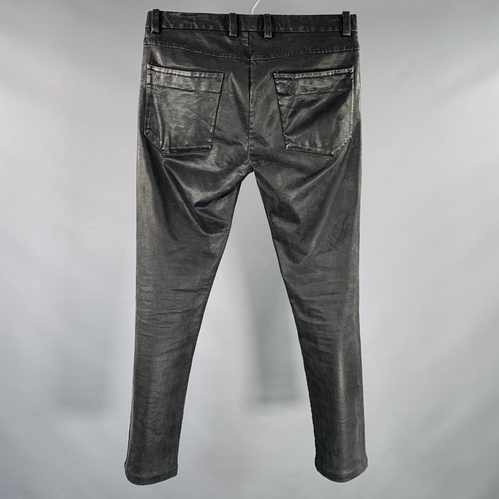 Transit TRANSIT Size XS Grey Charcoal Coated Cotton Blend Jeans Size US 32 / EU 48 - 3 Thumbnail