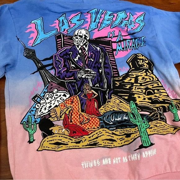 Designer × Warren Lotas NEW WARRN LOTAS LAS VEGAS IS A MIRAGE BLUE PINK HOODIE SZ S Size US S / EU 44-46 / 1 - 2 Thumbnail