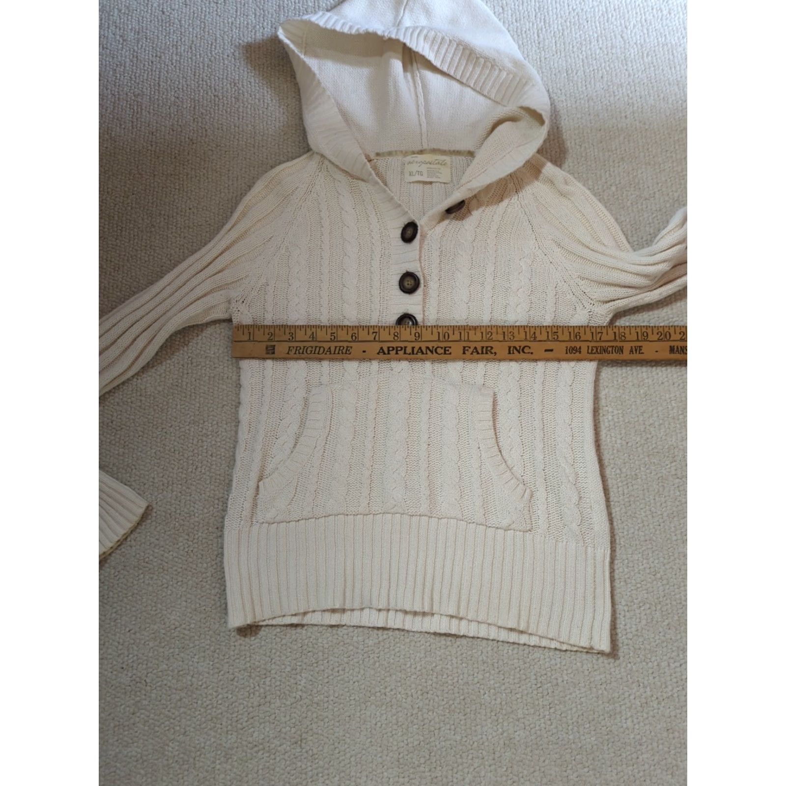 Aeropostale Aeropostale Sweater Henley Cable Knit Hoodie Ivory Women's XL Preppy Bella Size XL / US 12-14 / IT 48-50 - 7 Thumbnail