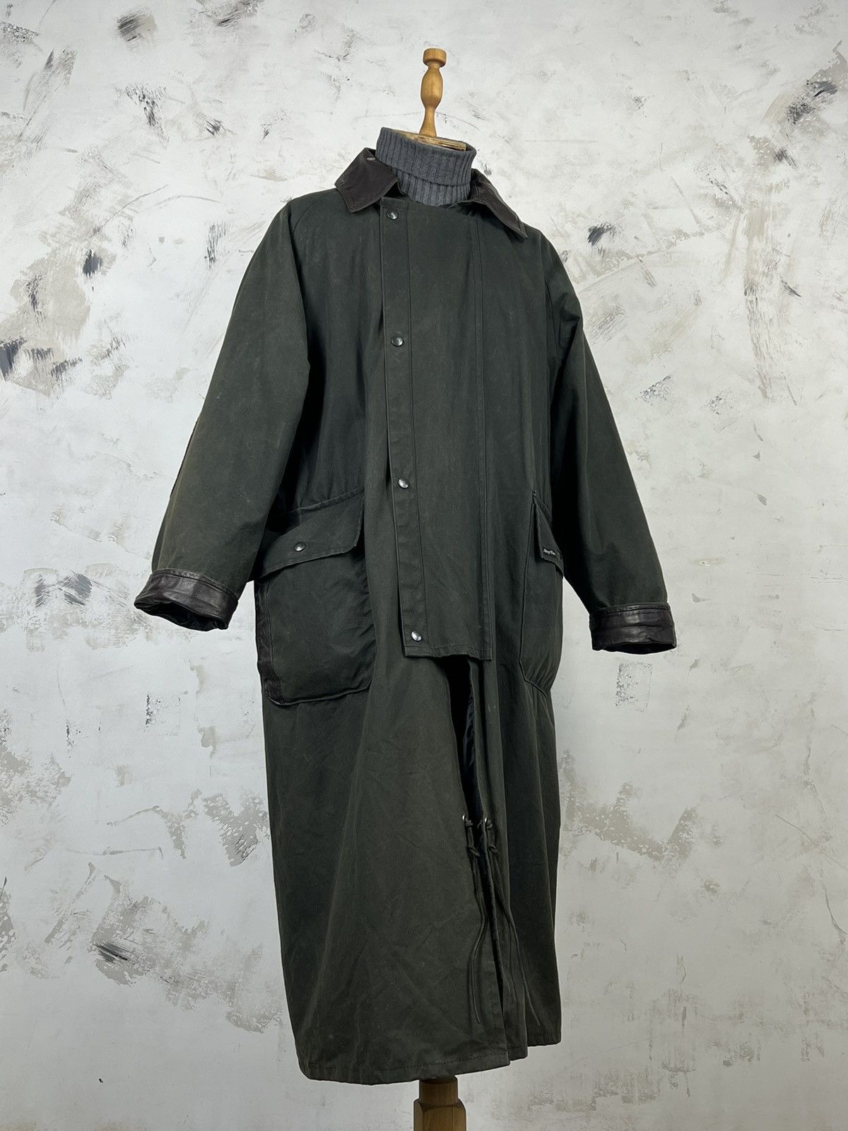 Vintage Waxed Oilskin Long Coat Outdoor Country Bushman Duster L-XL Size US L / EU 52-54 / 3 - 2 Thumbnail