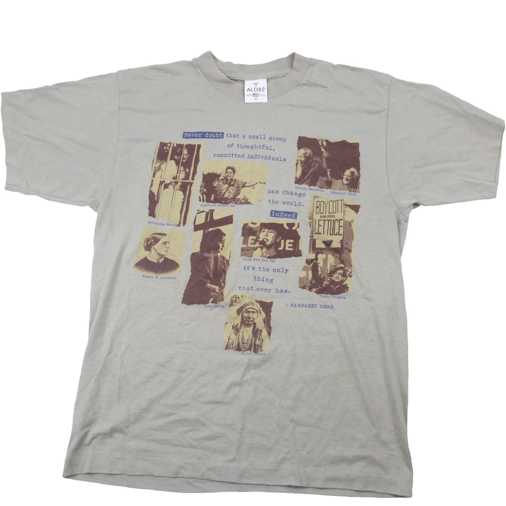 Vintage VINTAGE Figures Who Changed The World Mens Medium Graphic T Shirt Gray Size US M / EU 48-50 / 2 - 2 Thumbnail