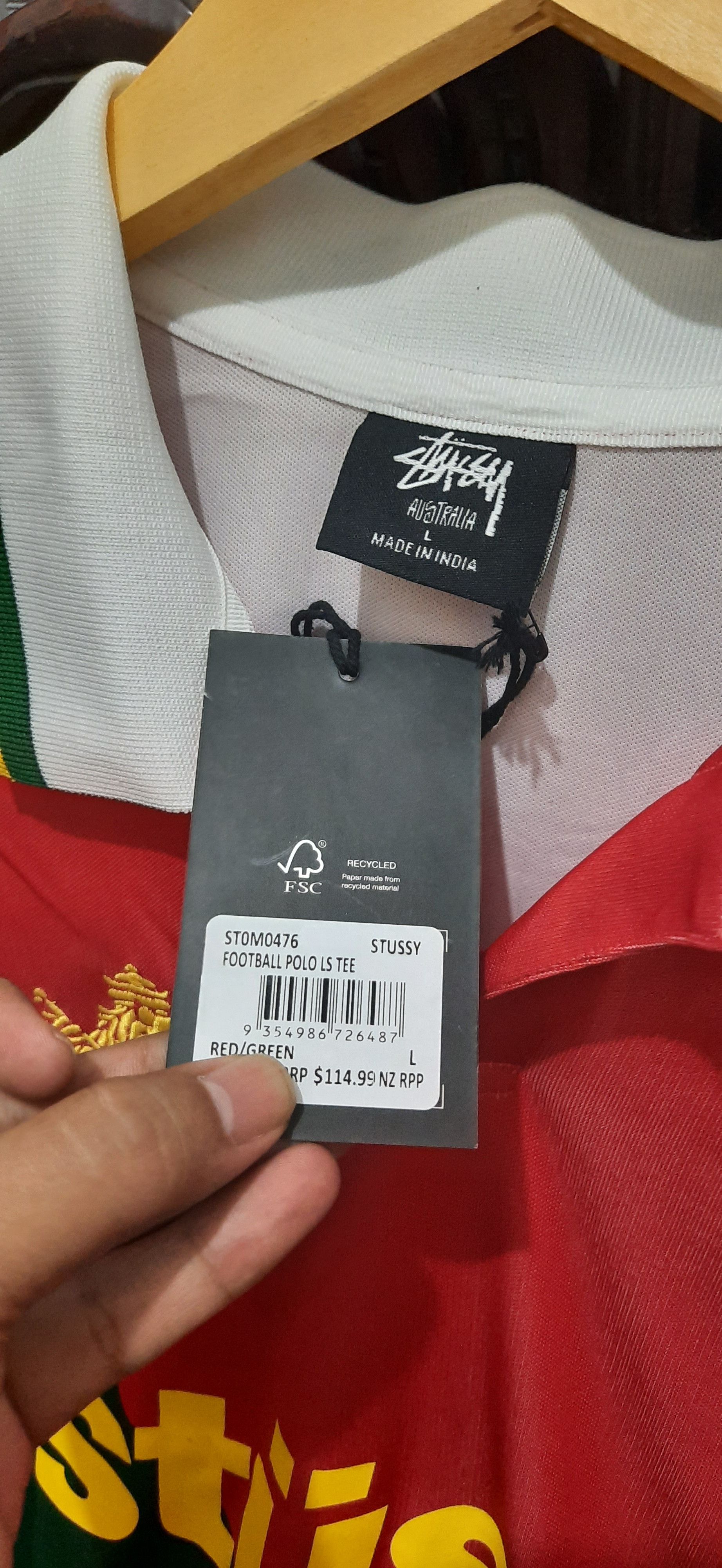 Stussy Stussy Football Polo LS Tee Red/Green Size US L / EU 52-54 / 3 - 5 Thumbnail