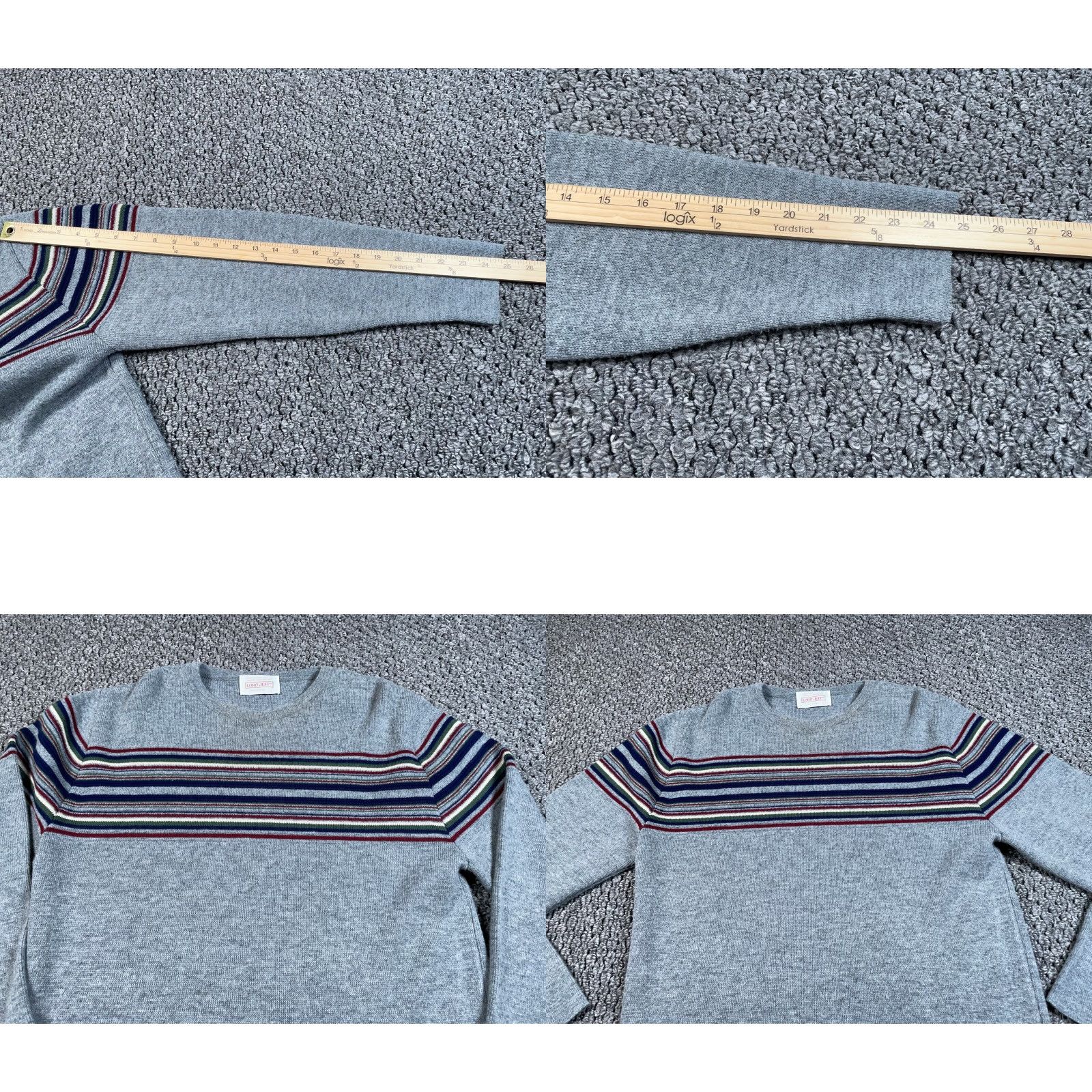 Vintage VINTAGE Lord Jeff Striped Sweater Adult Large Gray Acrylic Pullover 80s Preppy Mens Size US L / EU 52-54 / 3 - 8 Thumbnail