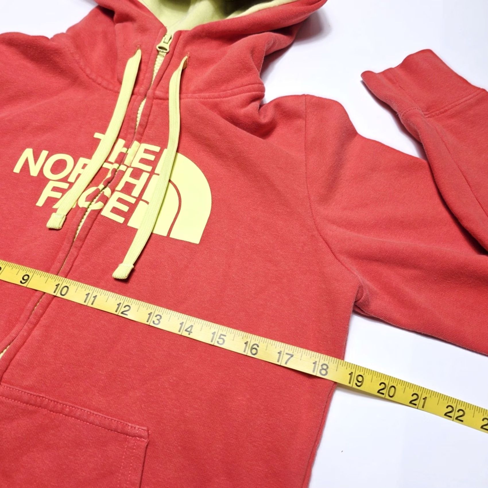 The North Face The North Face Hoodie Women’s Medium Coral Red Lime Green Logo Full Zip Pockets Womens Size M / US 6-8 / IT 42-44 - 5 Thumbnail