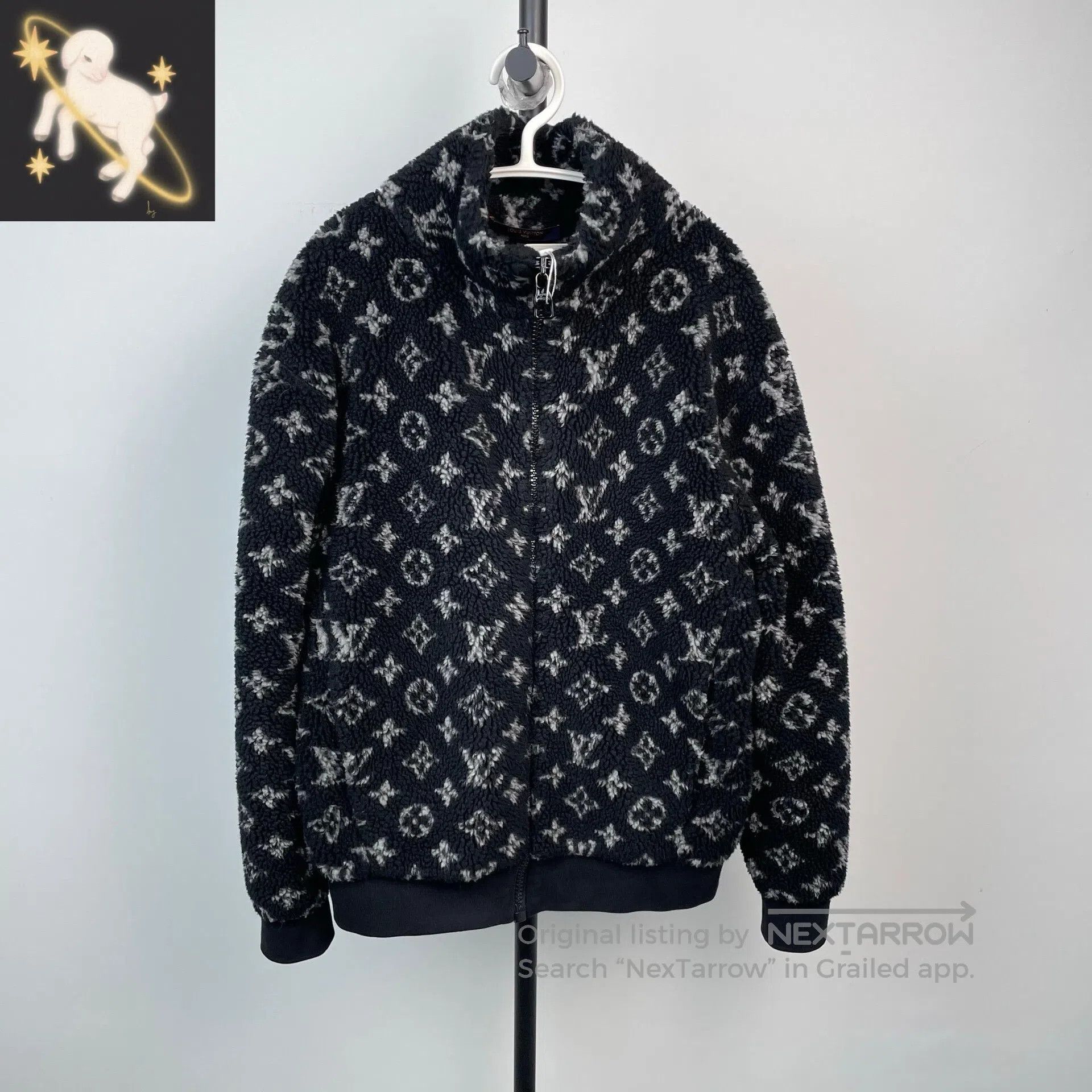 Louis Vuitton Louis Vuitton Black Full Print Logo Teddy Fleece Jacket| Size US XS / EU 42 / 0 - 1 Thumbnail