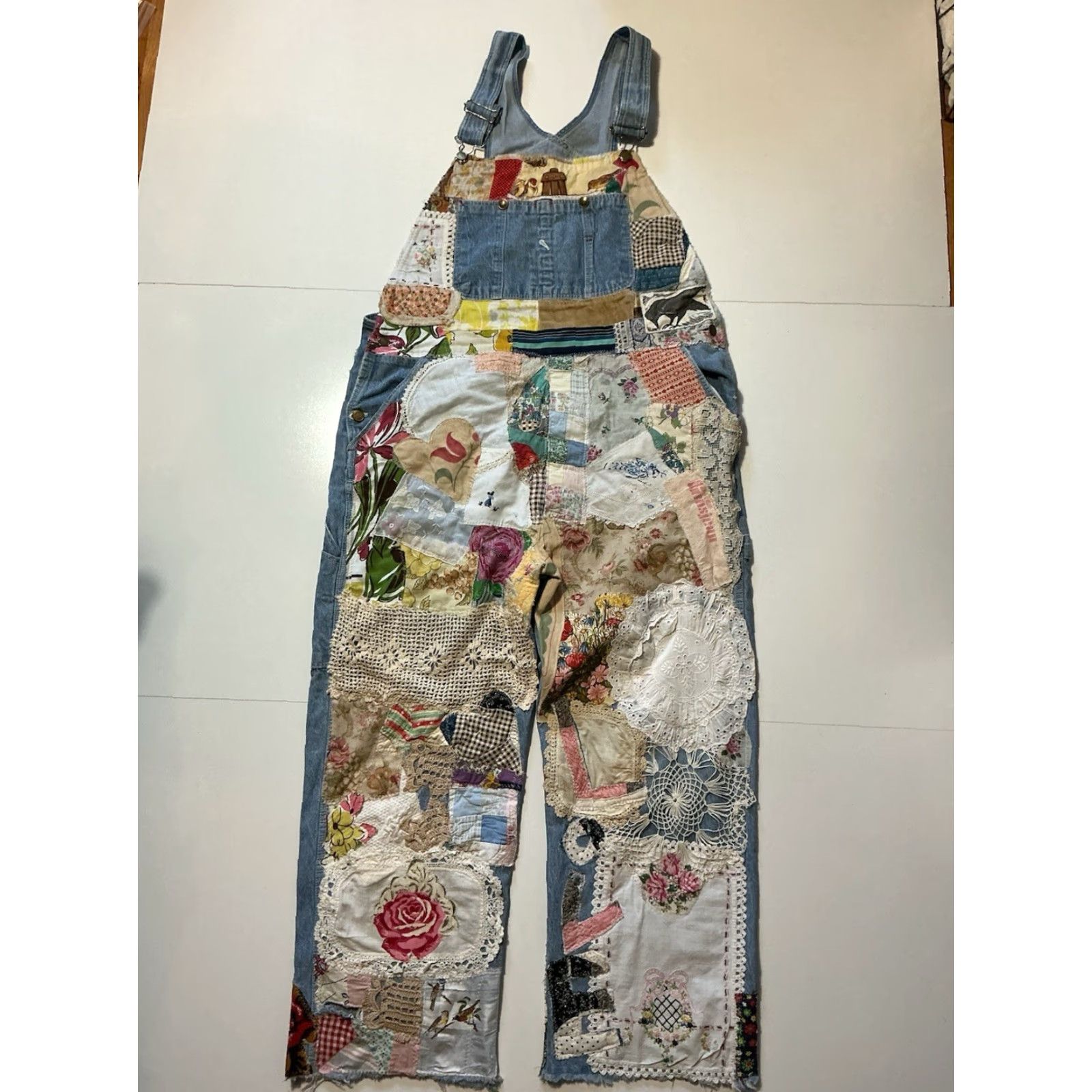 Vintage VINTAGE Jeans Overalls Patchwork Denim OOAK Reworked Upcycled 1Of1 Denim Jean Overalls Mens Regular 40 Blue 28 in 11 in Patchwork 40 Inches Waist 1Of1 Size US 40 / EU 56 - 3 Thumbnail