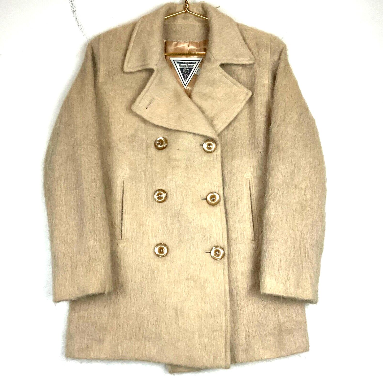 image of Vintage J. Percy For Martin Richards Women's Mohair Peacoat Jacket Size Small in White