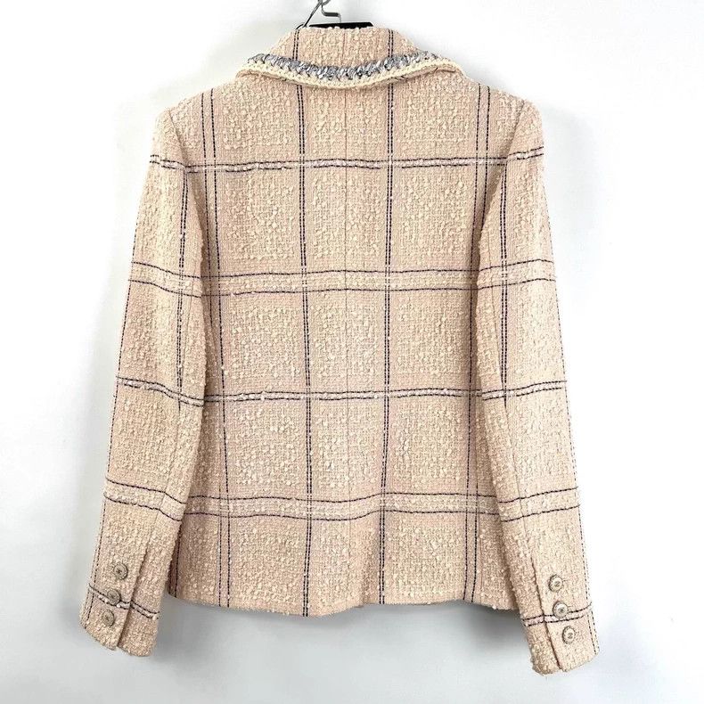 Chanel Chanel Nude pink plaid tweed jacket Size XXS / US 00 / IT 34 - 2 Thumbnail