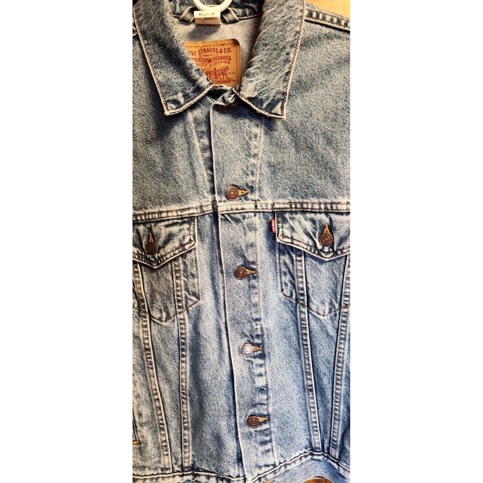 Levi's VINTAGE Levi's 70507-0389 Denim Jean Trucker Jacket Mens M Medium Blue USA MADE 90s Retro Classic Grunge Rock Punk Hipster 70507-0389 Mens Jacket Size US 31 - 4 Thumbnail