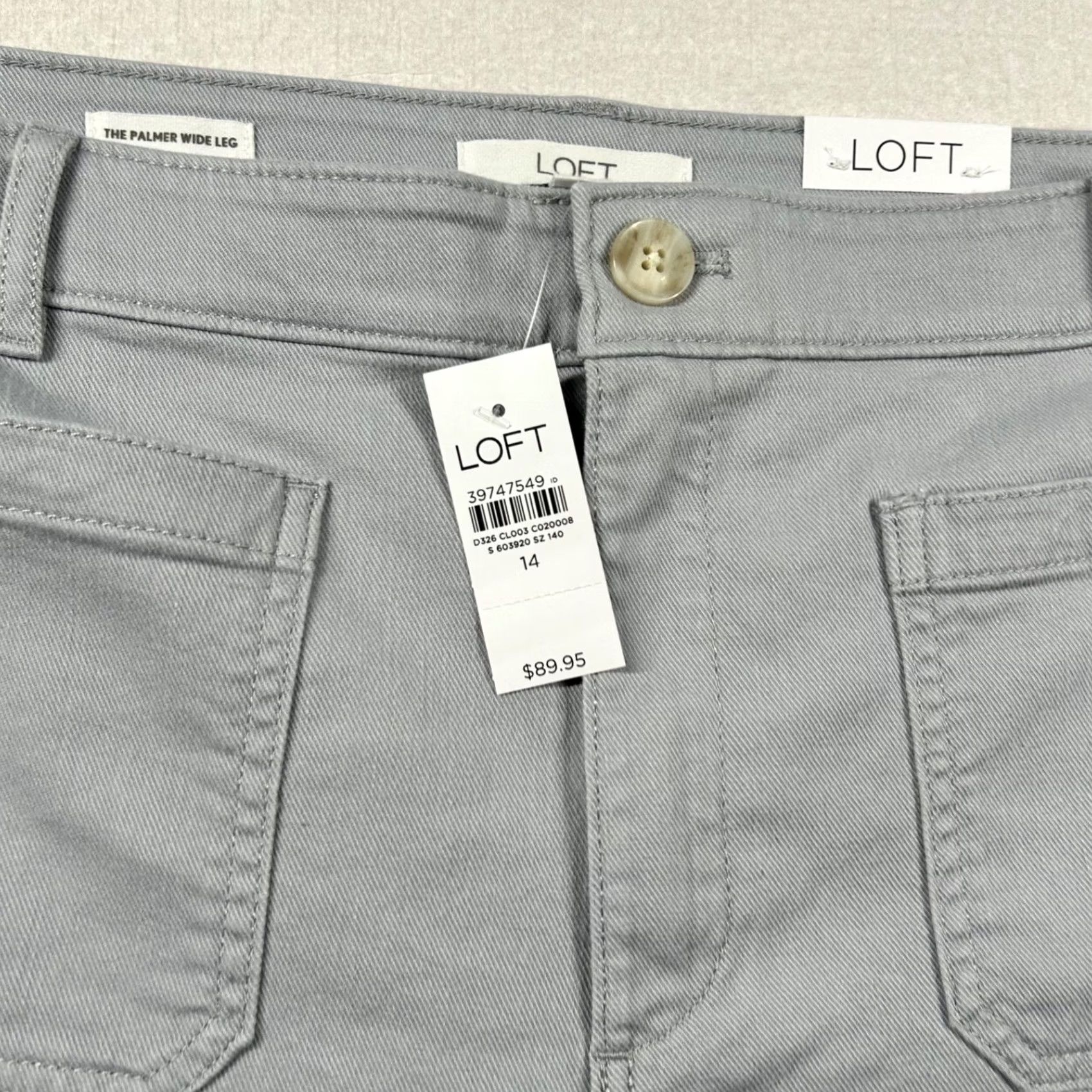 Vintage Loft Pants Womens 14 The Palmer Wide Leg High Rise Twill Gray Silver Size 36" / US 14 / IT 50 - 3 Thumbnail