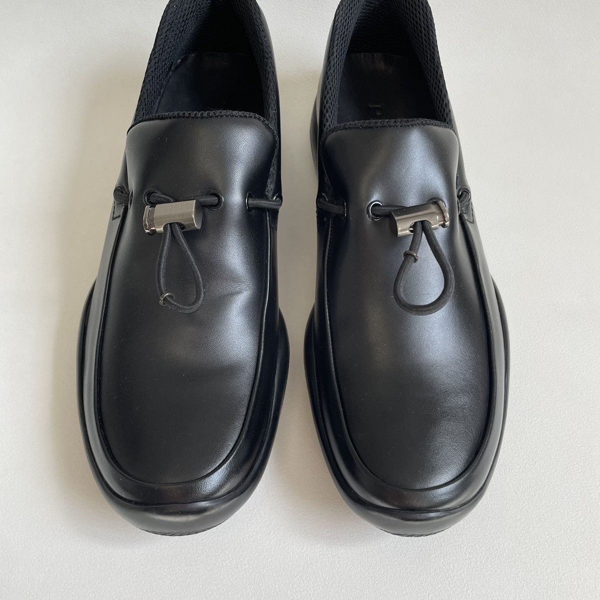 Prada Black Leather ‘Bunjee Cord’ Loafers Size US 9 / EU 42 - 3 Thumbnail