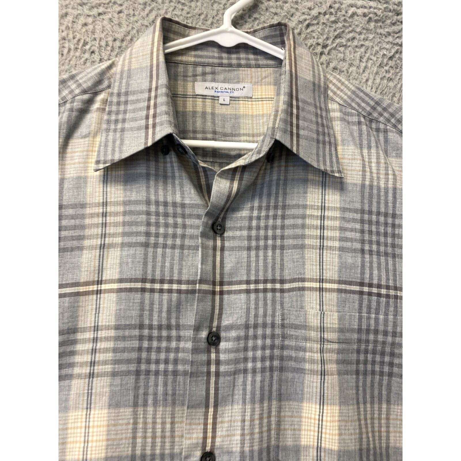 Canon Alex Cannon Shirt Men Long Sleeve Plaid Gray Large /100-59 Mens Model Regular Fit Size US L / EU 52-54 / 3 - 3 Thumbnail