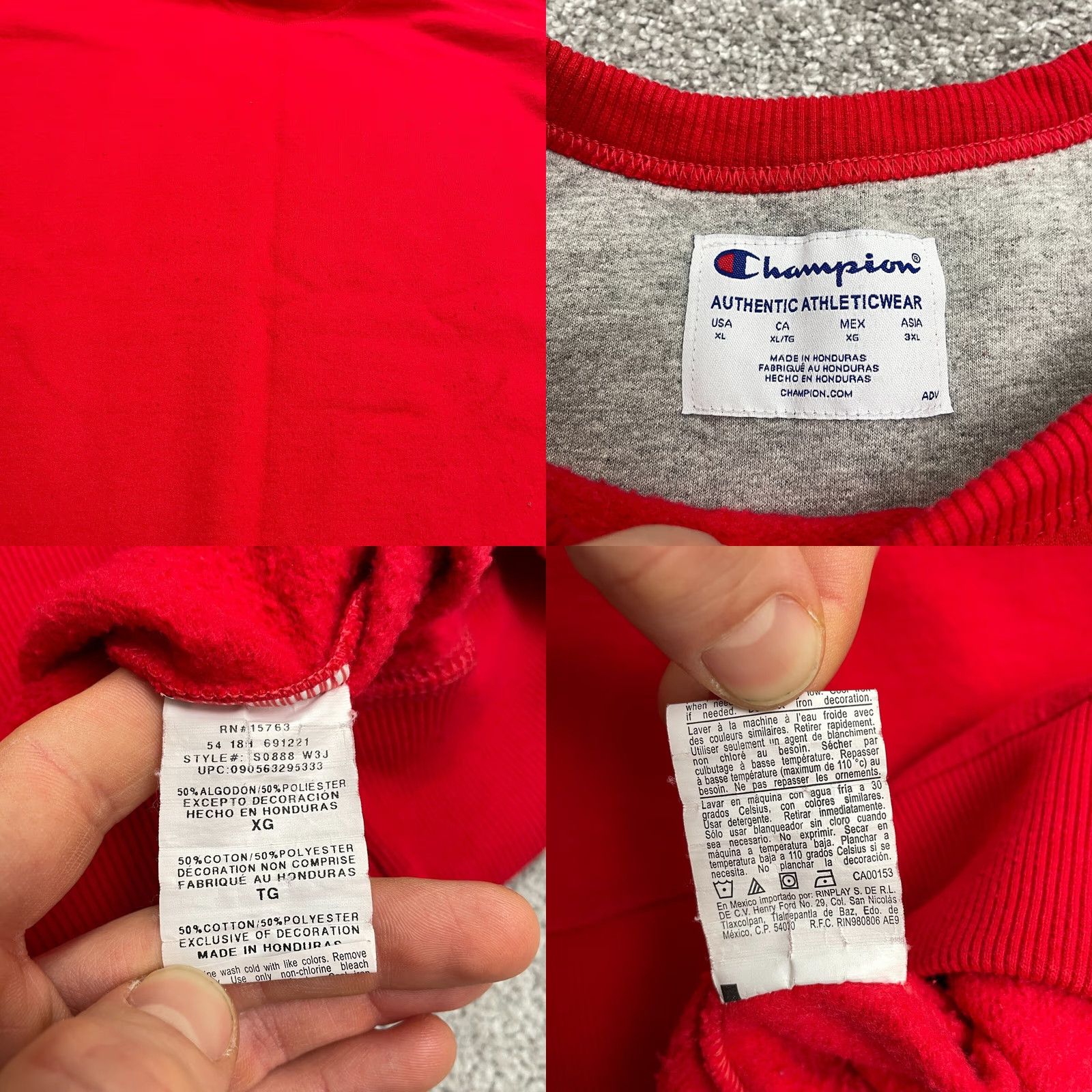 Champion Champion Pullover Sweatshirt Mens XL Solid Red Crew Neck Casual Active Outdoor Size US XL / EU 56 / 4 - 8 Thumbnail