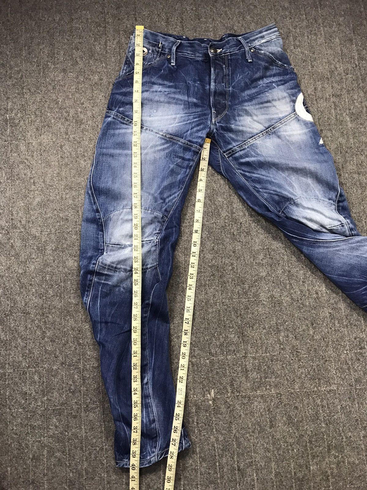 G-Star G Star Raw 3 Denim Biker Design Indigo Low Rise Straight Cut Size US 29 - 11 Thumbnail
