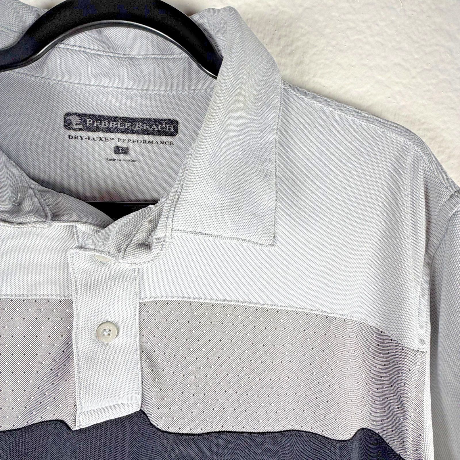 Lone Cypress By Pebble Beach Pebble Beach Golf Polo Mens L Colorblock DryLuxe Black Gray Size US L / EU 52-54 / 3 - 3 Thumbnail