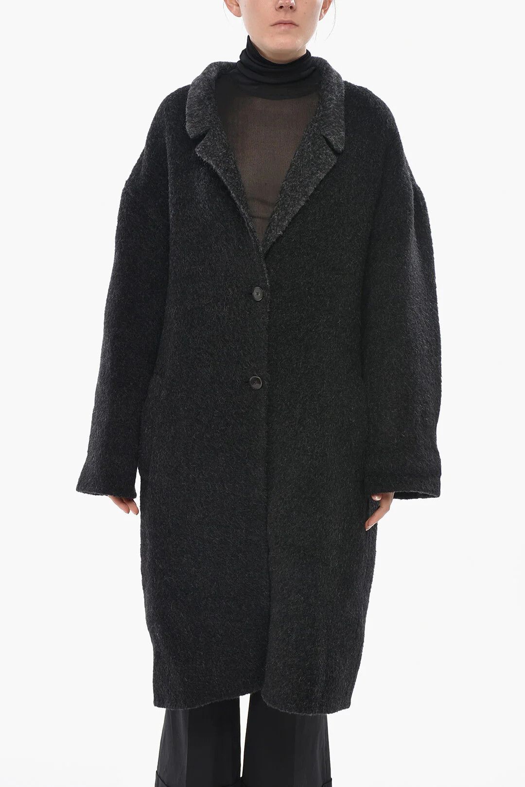 Givenchy og1mm0326 Alpaca-Blend Single-Breasted Coat in Black Size M / US 6-8 / IT 42-44 - 1 Thumbnail