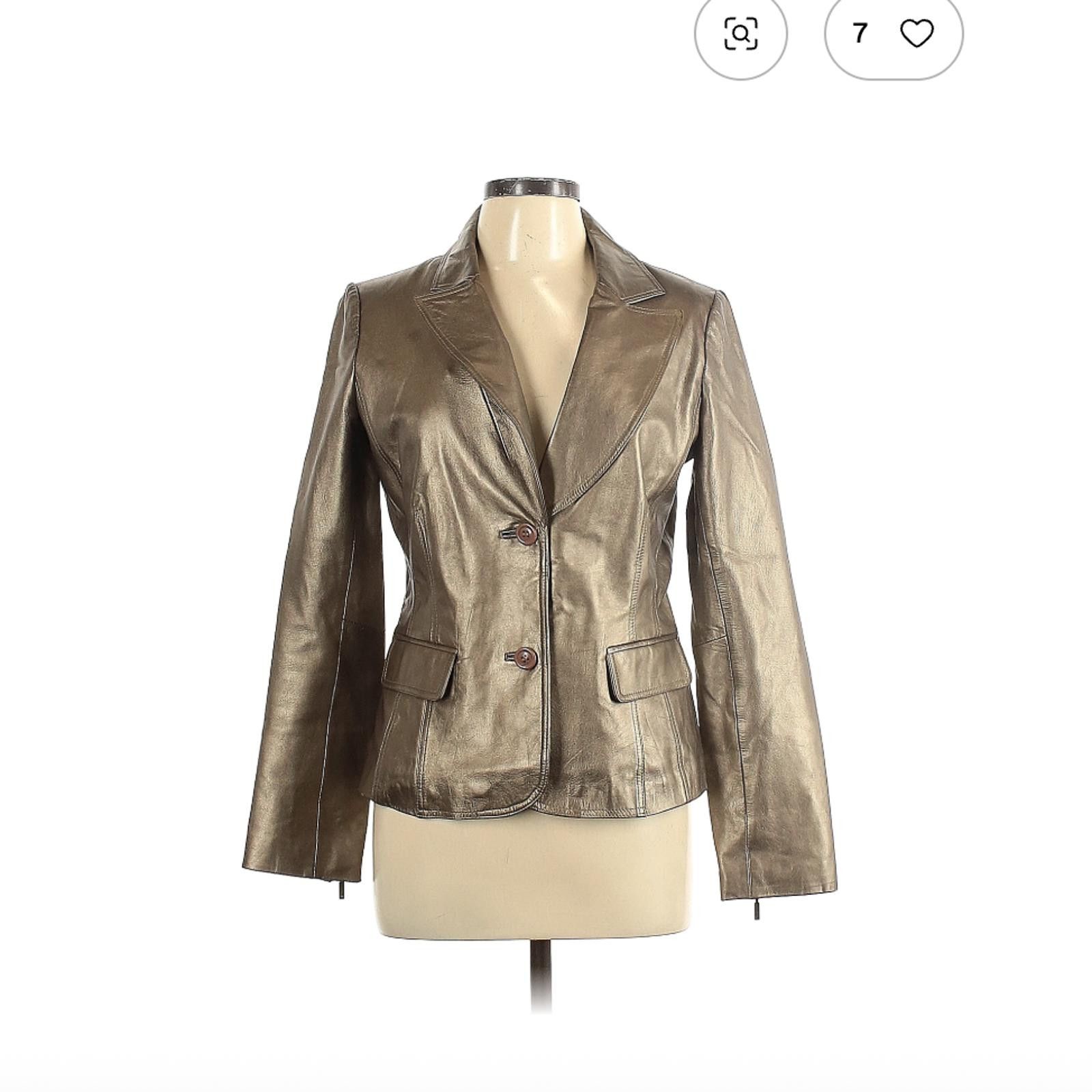 Unknown London Cache Gold Metallic Leather Blazer Jacket Size ONE SIZE - 1 Thumbnail