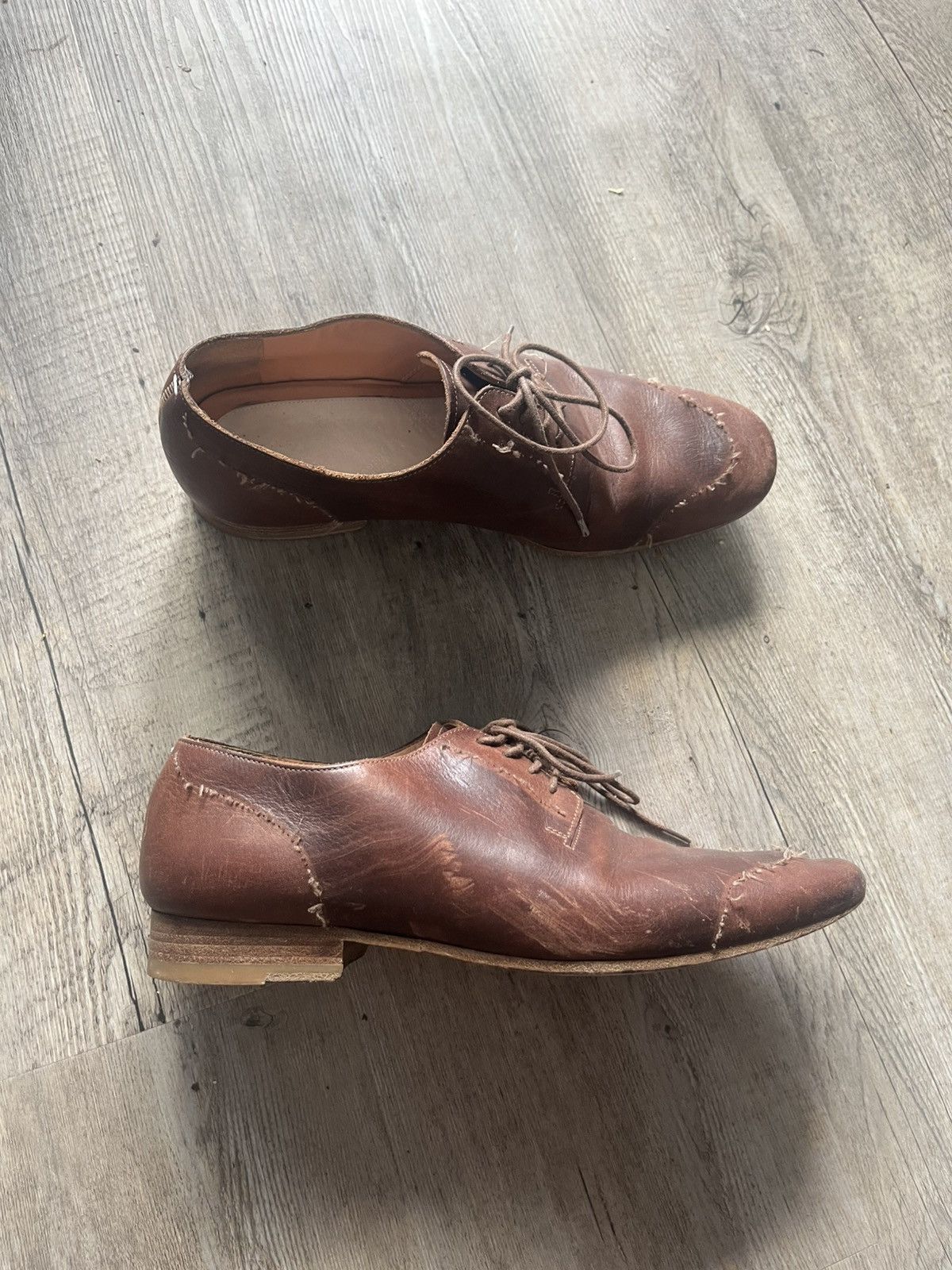 MAISON MARGIELA Size 9 Brown Multi-Color Leather Oxford Lace 