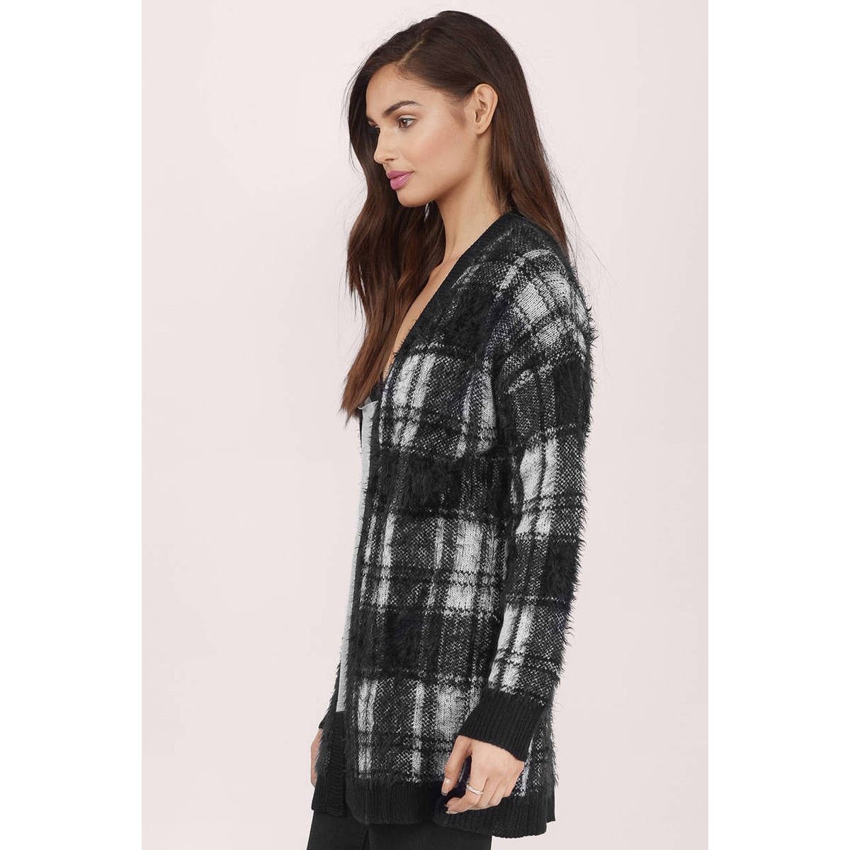 Other Tobi Cozy Mohair Open Front Plaid Winter Cardigan Small Size S / US 4 / IT 40 - 6 Thumbnail