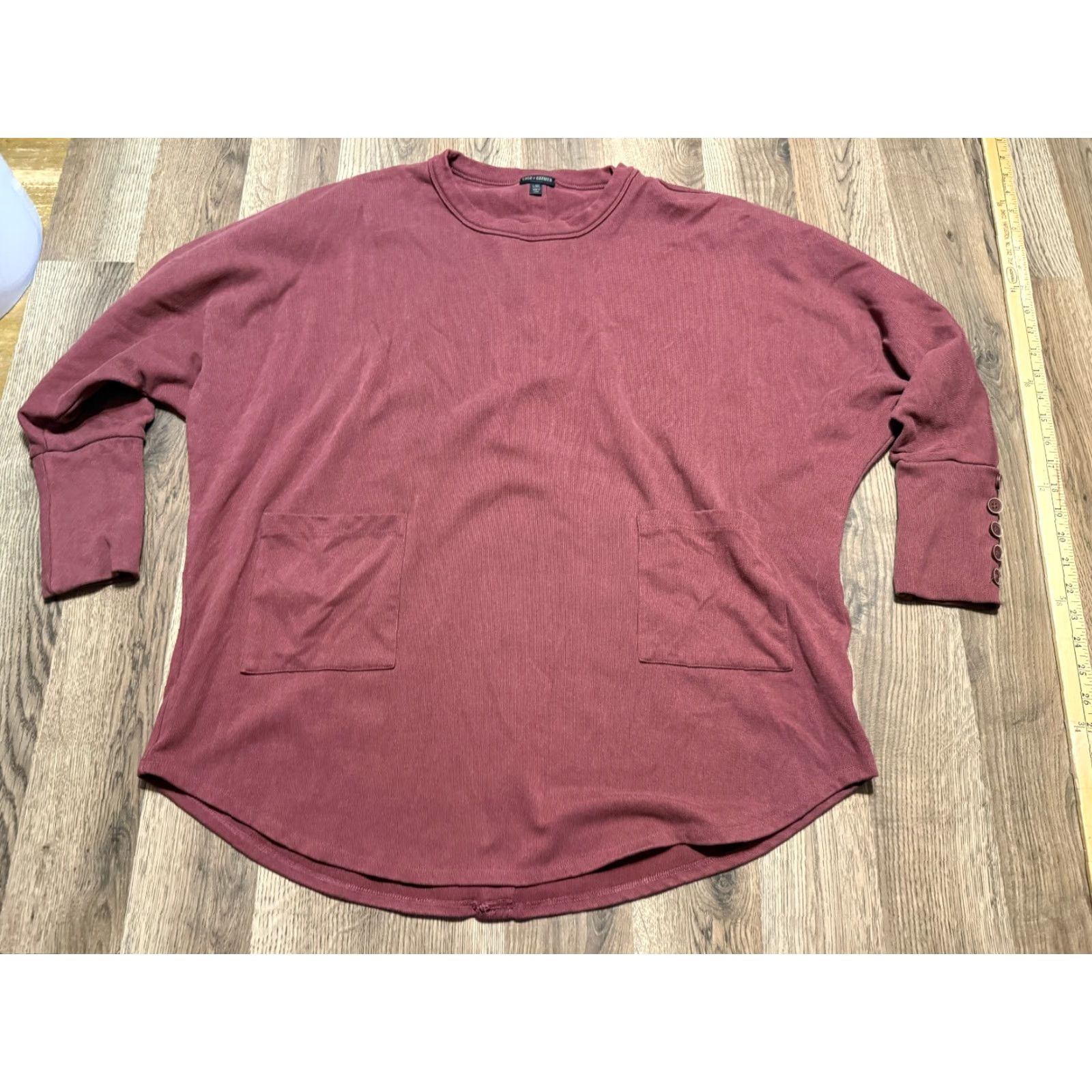 Vintage Coco + Carmen Shirt Women's Size L/XL Red Long Sleeve Crewneck Shirt, COCO, Casual, Basic, Polyester, Regular Fit, Fall Spring Summer, Women Size L / US 10 / IT 46 - 2 Thumbnail