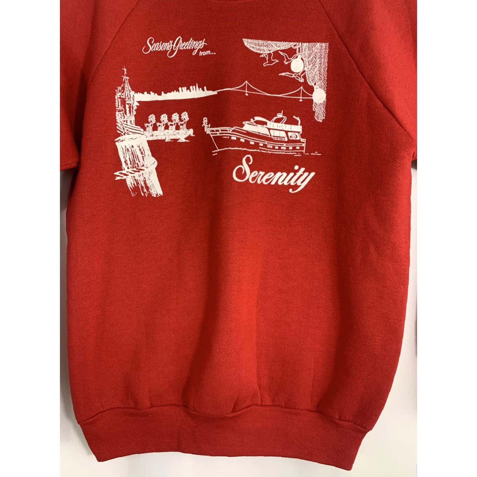 Jerzees VINTAGE Jerzees Unisex L Red Serenity Seasons Greetings Crew Neck Sweater Size US L / EU 52-54 / 3 - 3 Thumbnail