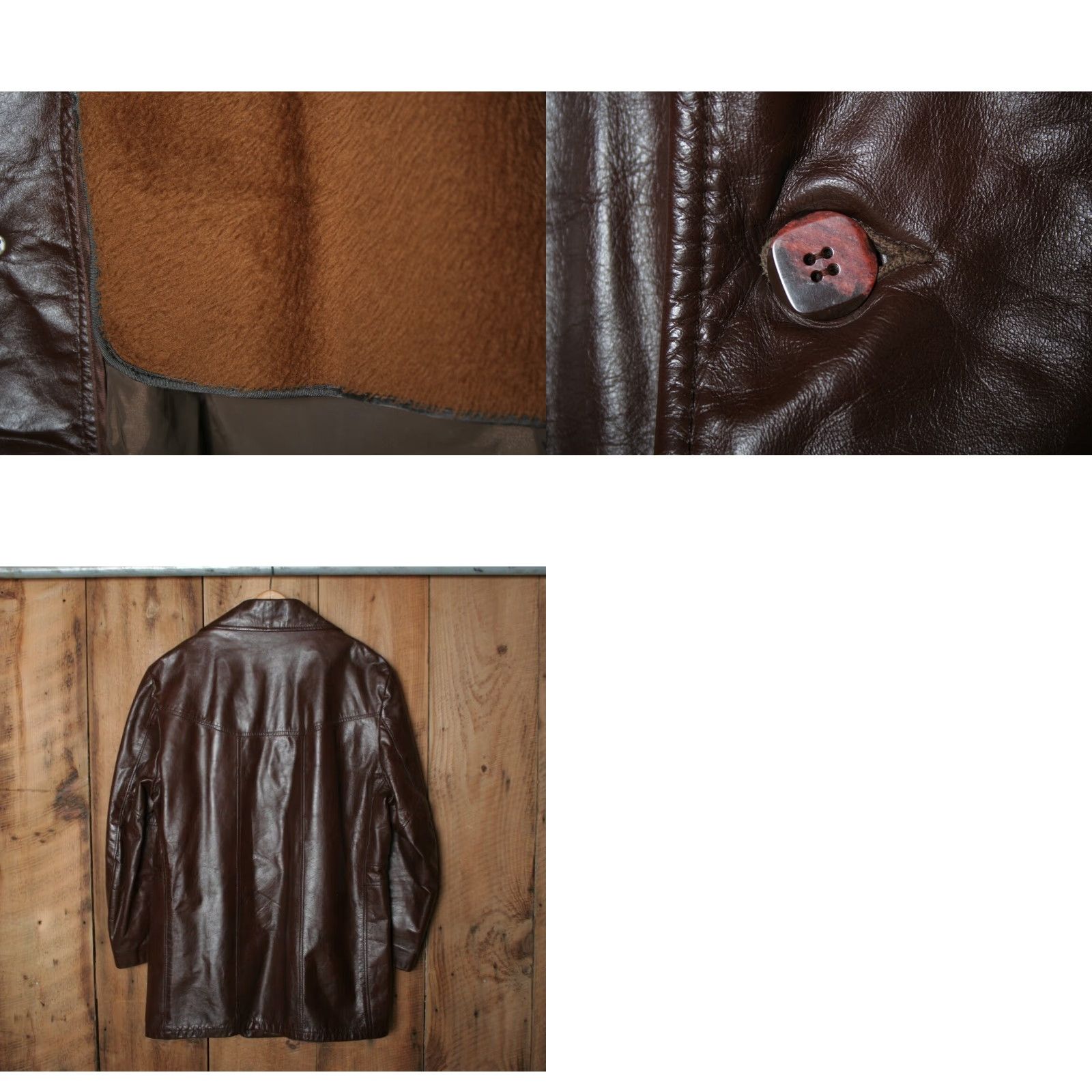 JCPenney VINTAGE JCPenney Brown Leather Car Coat w/Zip-Out Faux Fur Vest Liner Sz. L/XL Size US L / EU 52-54 / 3 - 8 Thumbnail