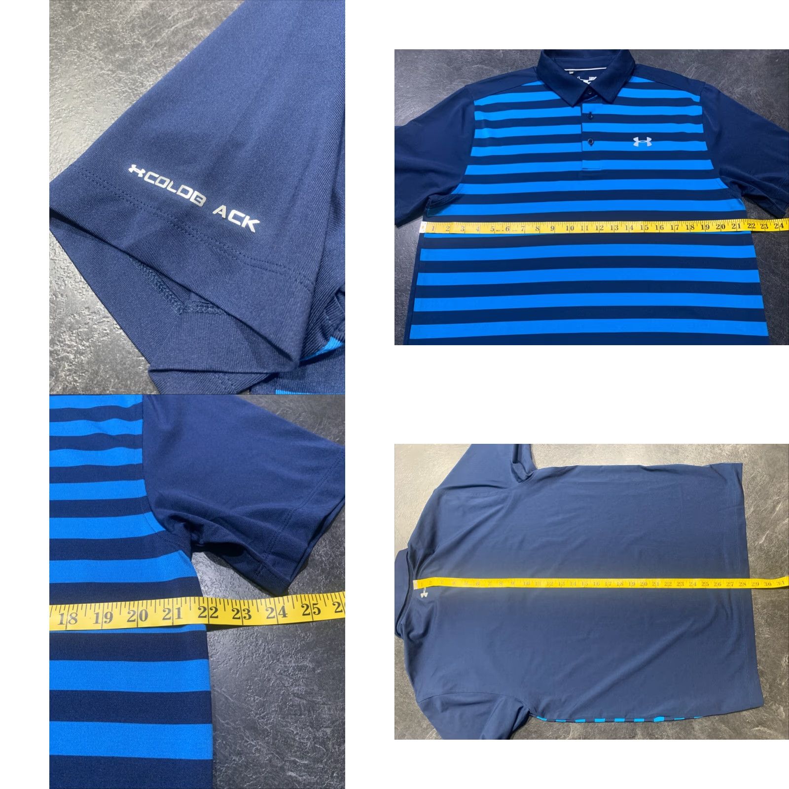 Under Armour Under Armour Mens Blue Striped Short Sleeve Golf Polo Shirt Large Loose Fit Mens Size US L / EU 52-54 / 3 - 8 Thumbnail