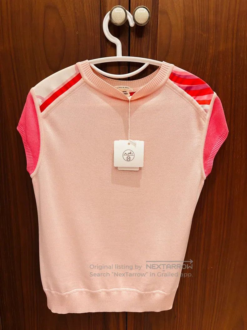 Hermes Hermes Short-sleeve top pure cotton silk Size XS / US 0-2 / IT 36-38 - 2 Thumbnail