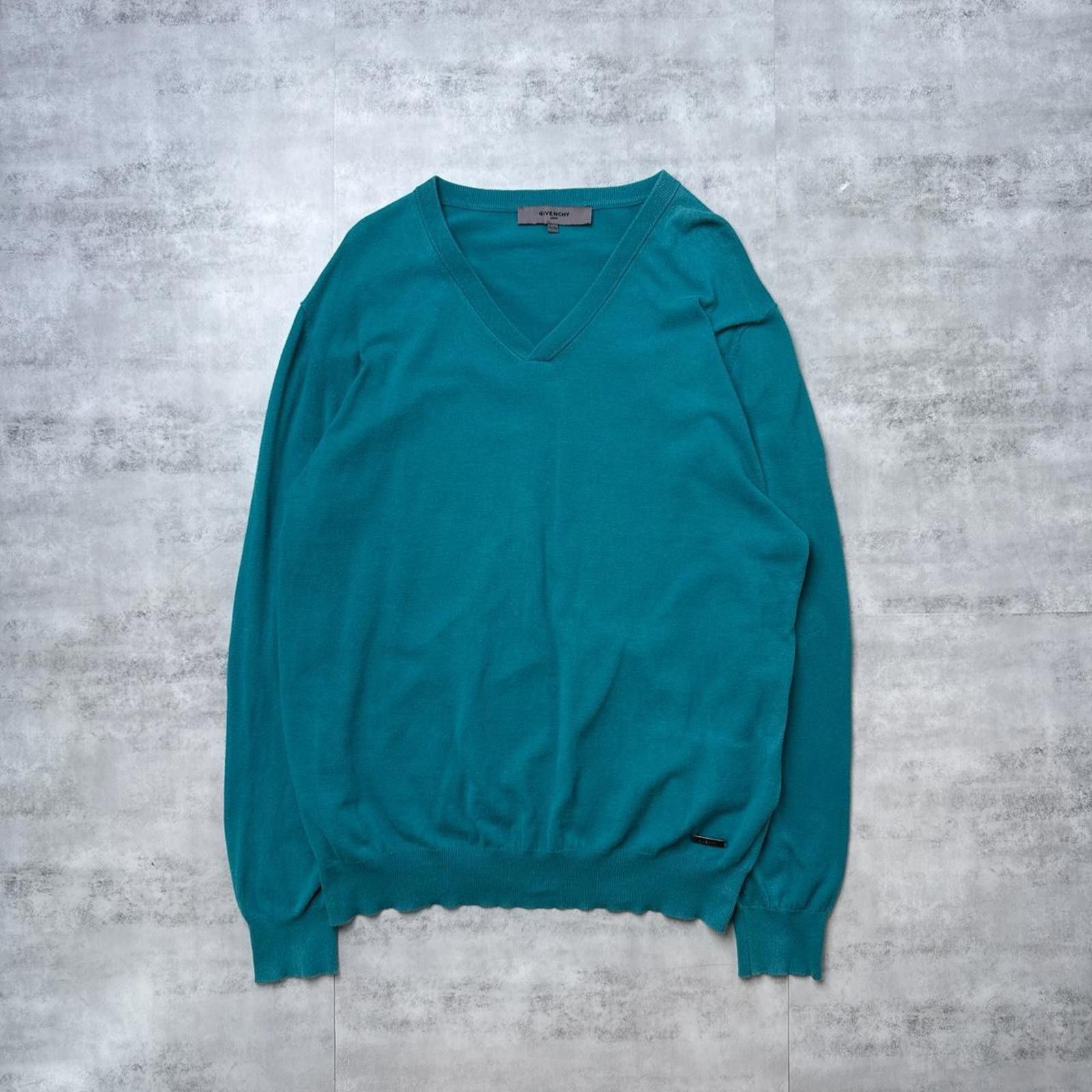 Givenchy Y2K Givenchy 00s Blue V-neck knit sweater Size US XL / EU 56 / 4 - 1 Thumbnail