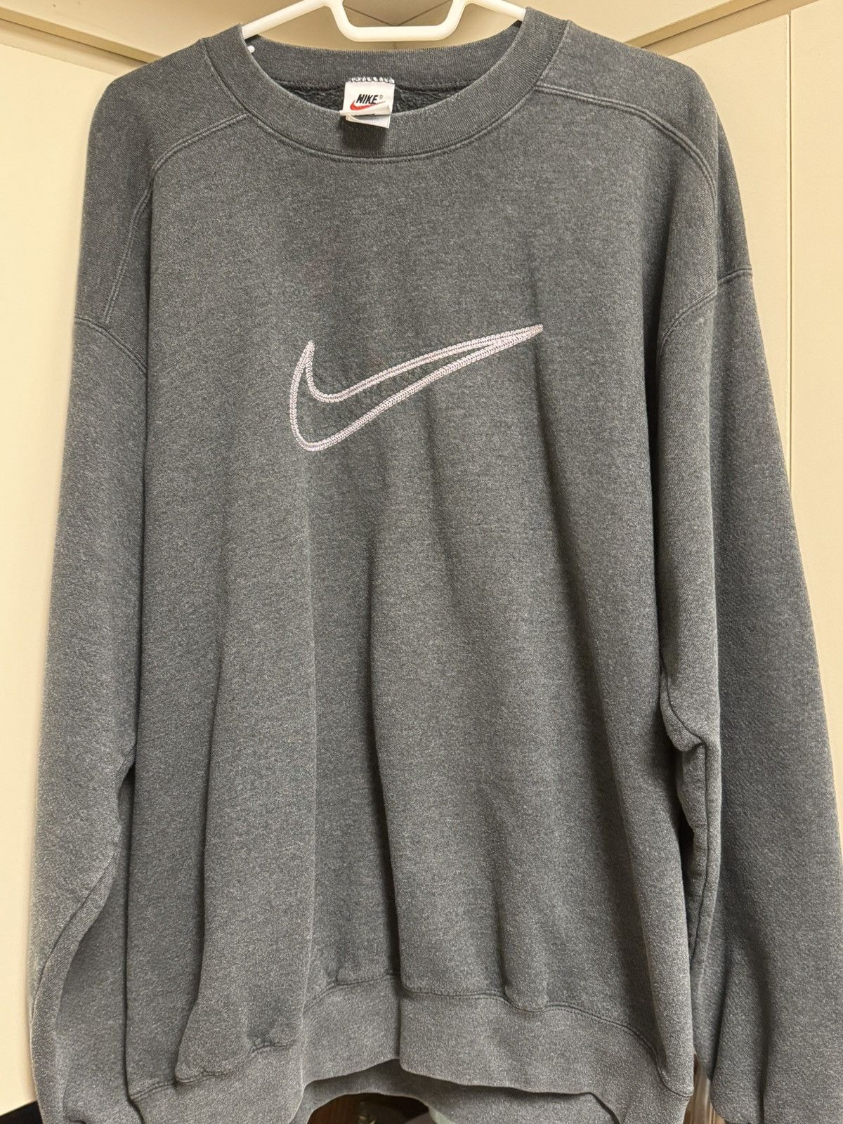 Nike × Vintage Vintage Grey 1997 1998 Nike Sweatshirt 90s Large Swoosh VTG Size US L / EU 52-54 / 3 - 8 Thumbnail