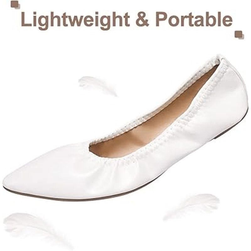 Other LM Women's Size 7 White Faux Leather Pointy Toe Flats Size US 7 / IT 37 - 2 Thumbnail