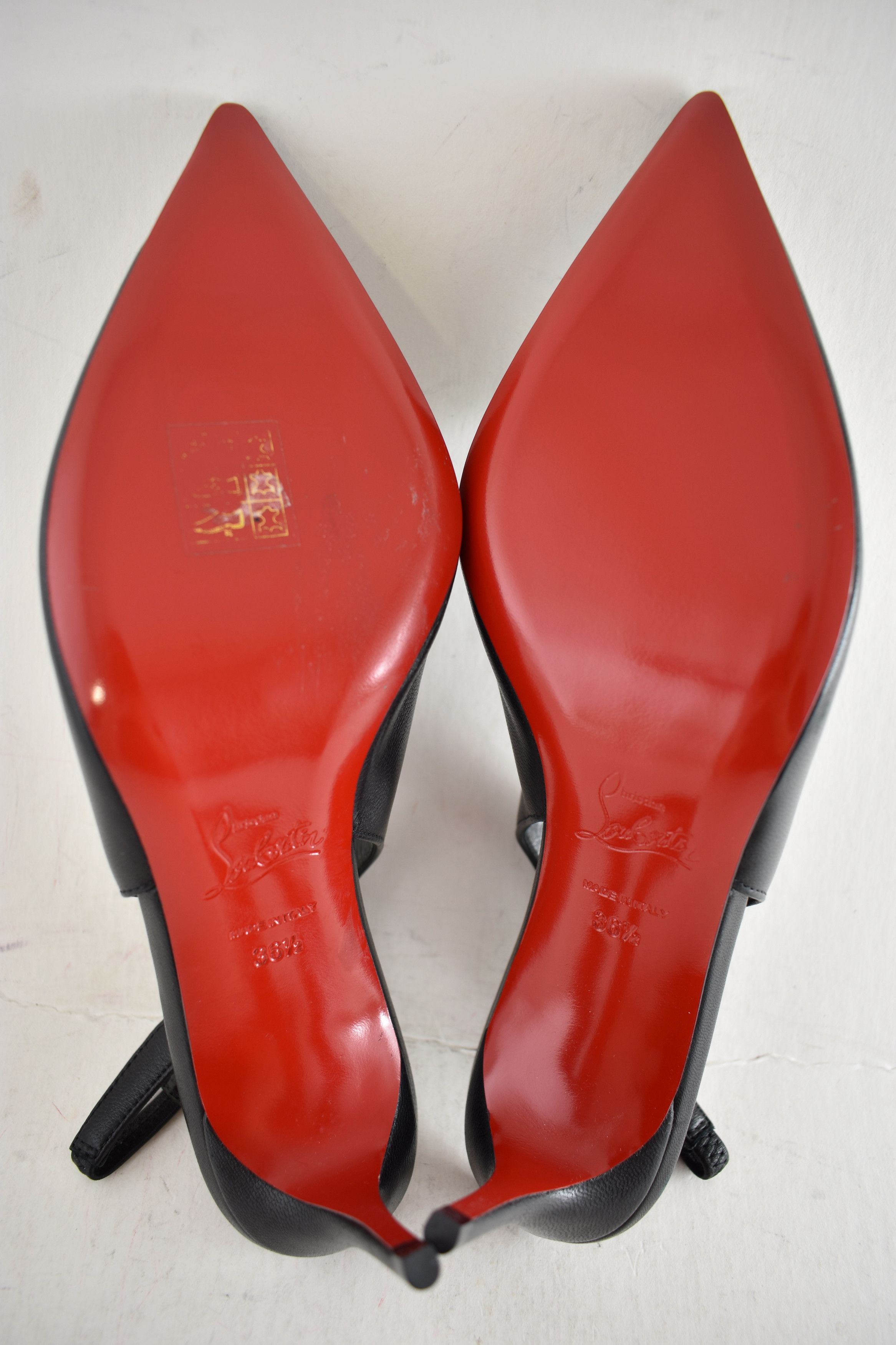 Christian Louboutin Hot Chick Sling 70 Black Nappa Leather Low Heel Pump 36.5 Size US 6.5 / IT 36.5 - 14 Thumbnail