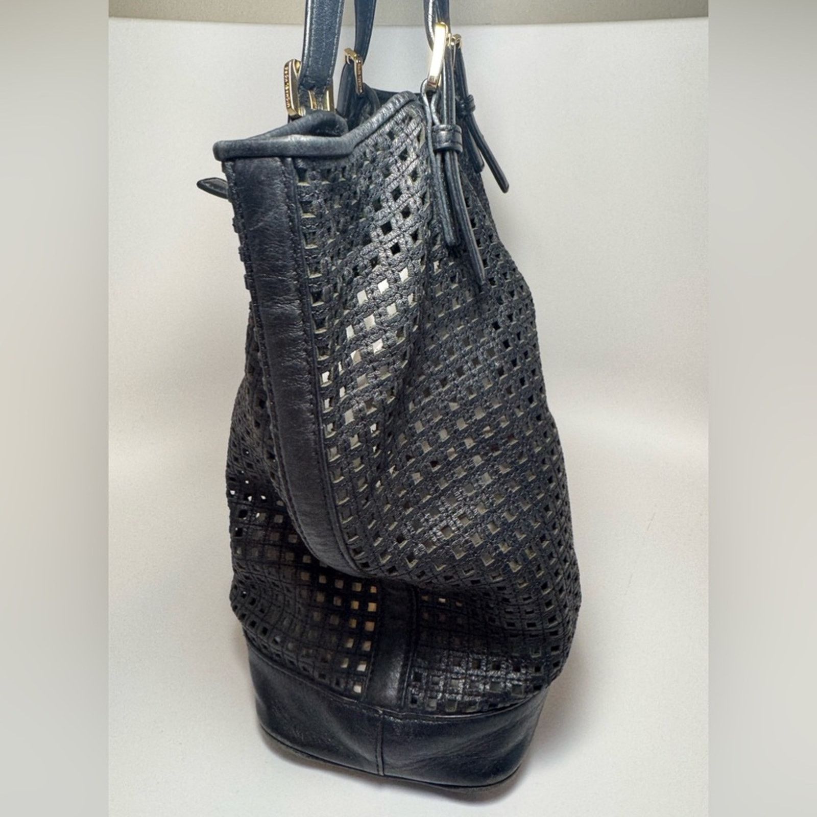 Michael Kors Michael Kors Bridget Black Leather Large Perforated Tote Bag Size ONE SIZE - 3 Thumbnail