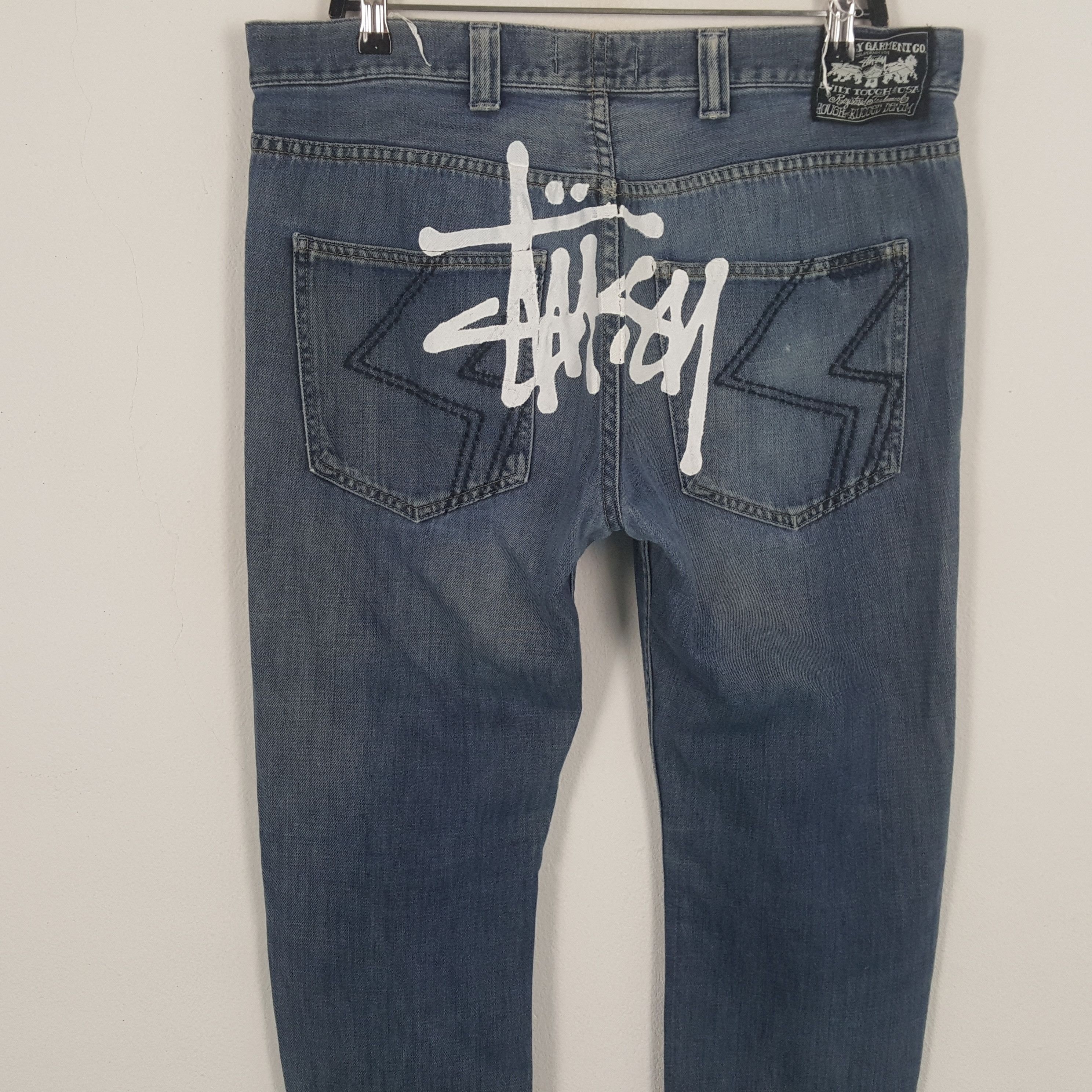 Stussy × Vintage STUSSY Streetwear Custom Art Logo Style Jeans Size US 35 - 2 Thumbnail