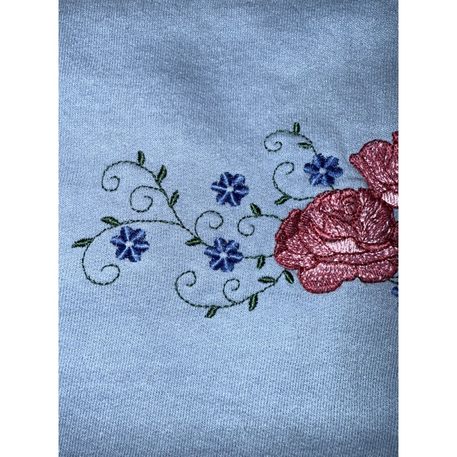 Vintage VINTAGE Ginnis Girls Sweatshirt Women's XL Light Blue Embroidered Floral 90s Grannycore Pullover Cotton Polyester Fleece Heavyweight Regular Size XL / US 12-14 / IT 48-50 - 4 Thumbnail