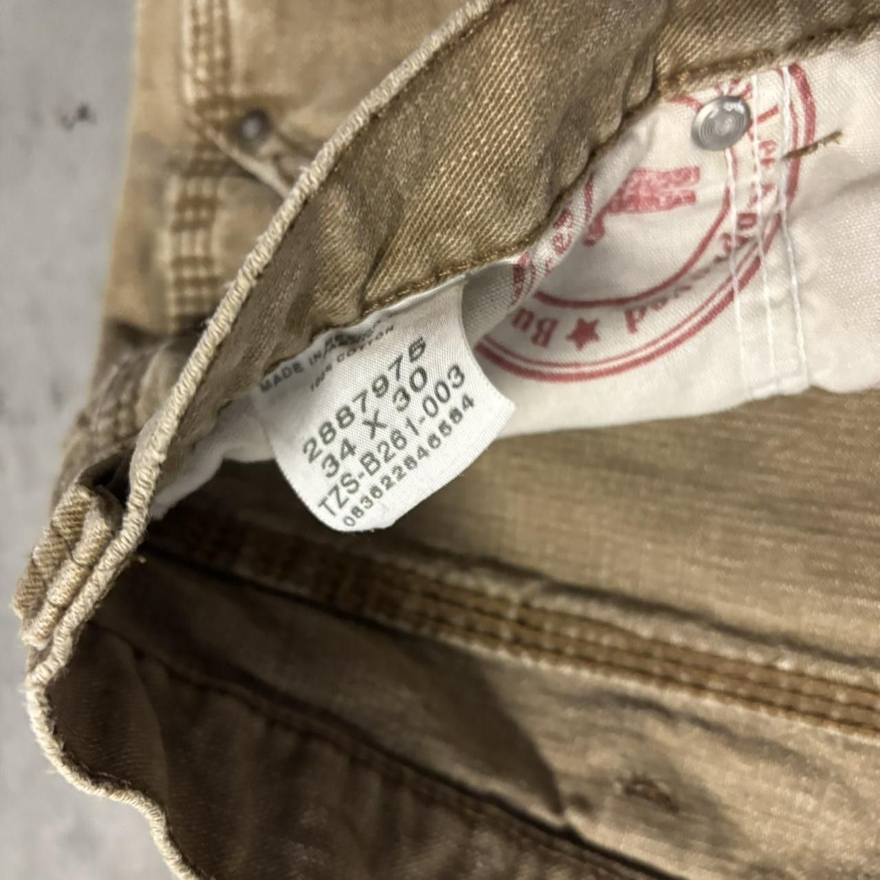 Japanese Brand × Vintage Crazy Vintage Y2K/2000s Baggy Khaki Tan Skater Workwear Carpenter Pants! Size US 32 / EU 48 - 8 Thumbnail