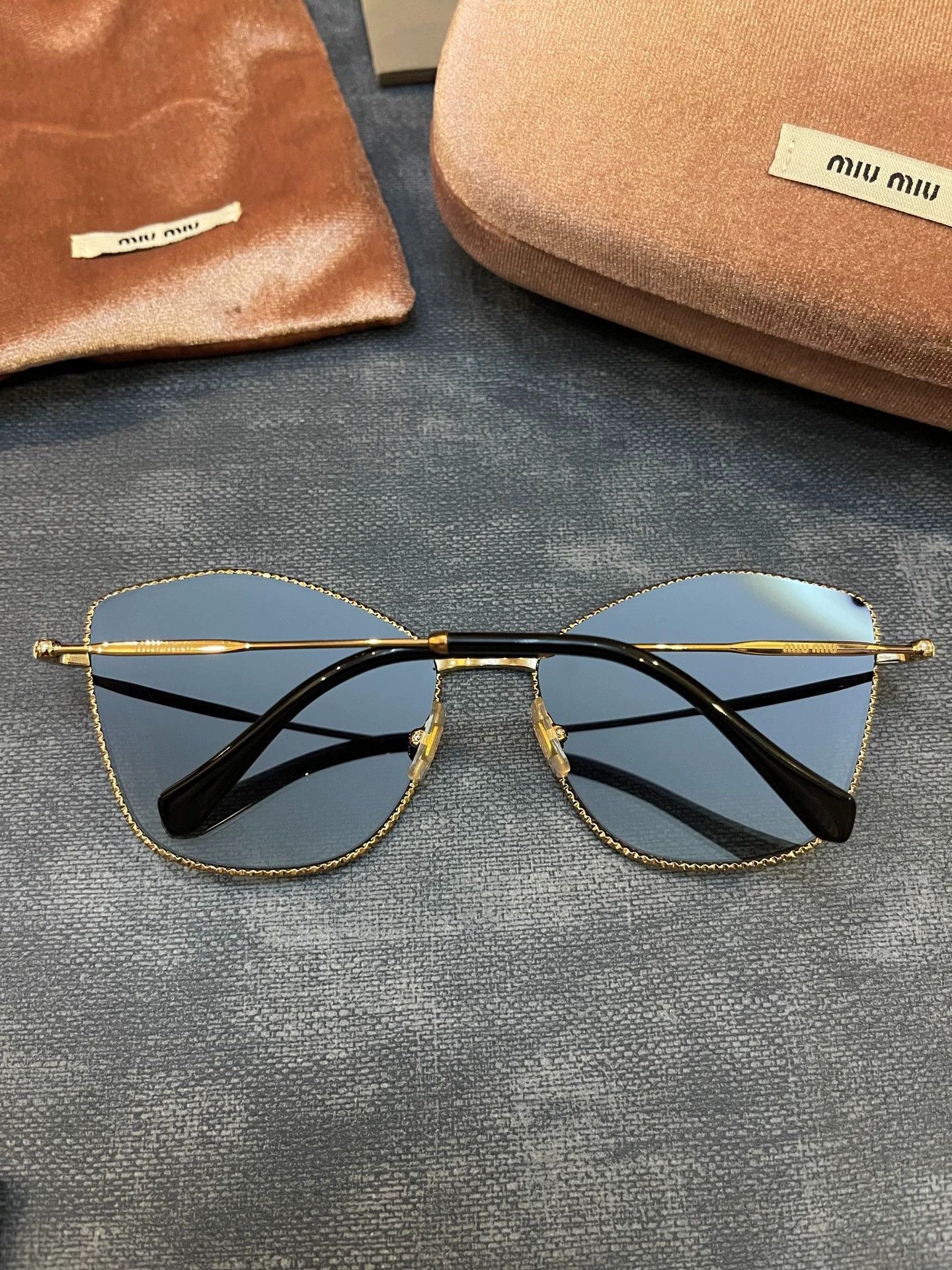 Miu Miu MIU MIU Cat-Eye Gradient Gold Metal Sunglasses Size ONE SIZE - 2 Thumbnail