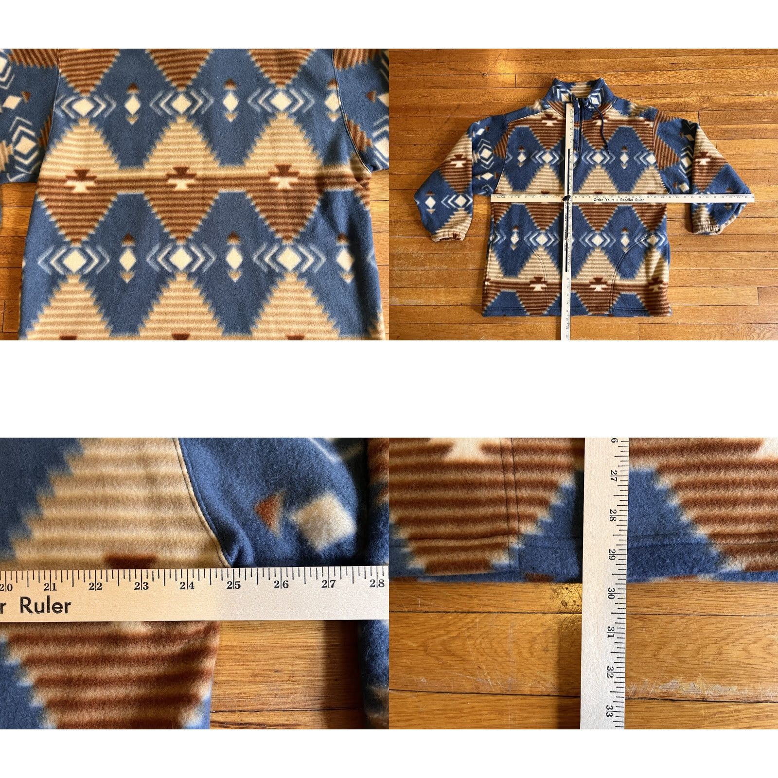 Vintage VINTAGE Santana Nordic Fleece Sweatshirt Men’s Large Blue Beige Aztec 90s Geometric 1/4 Zip Pockets Mock Neck Pullover Long Sleeve Regular Mens Size US L / EU 52-54 / 3 - 8 Thumbnail