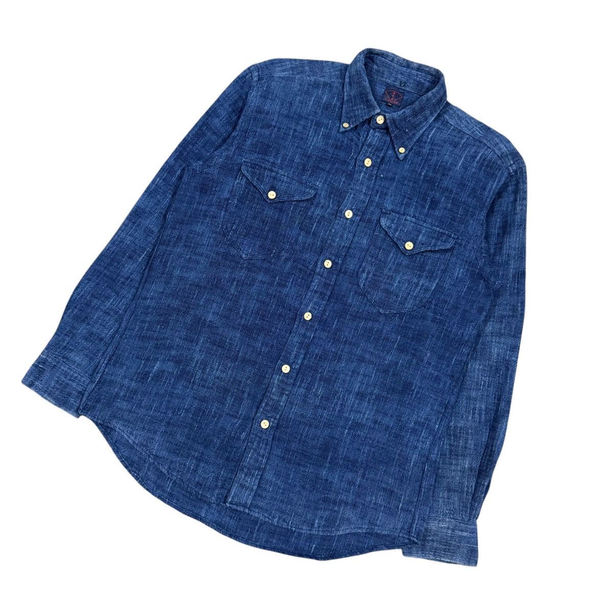 Mister Freedom × Sugar Cane Vtg🔥Japanese Salt & Pepper Patterned Sashiko Chamray Shirt Size US M / EU 48-50 / 2 - 6 Thumbnail