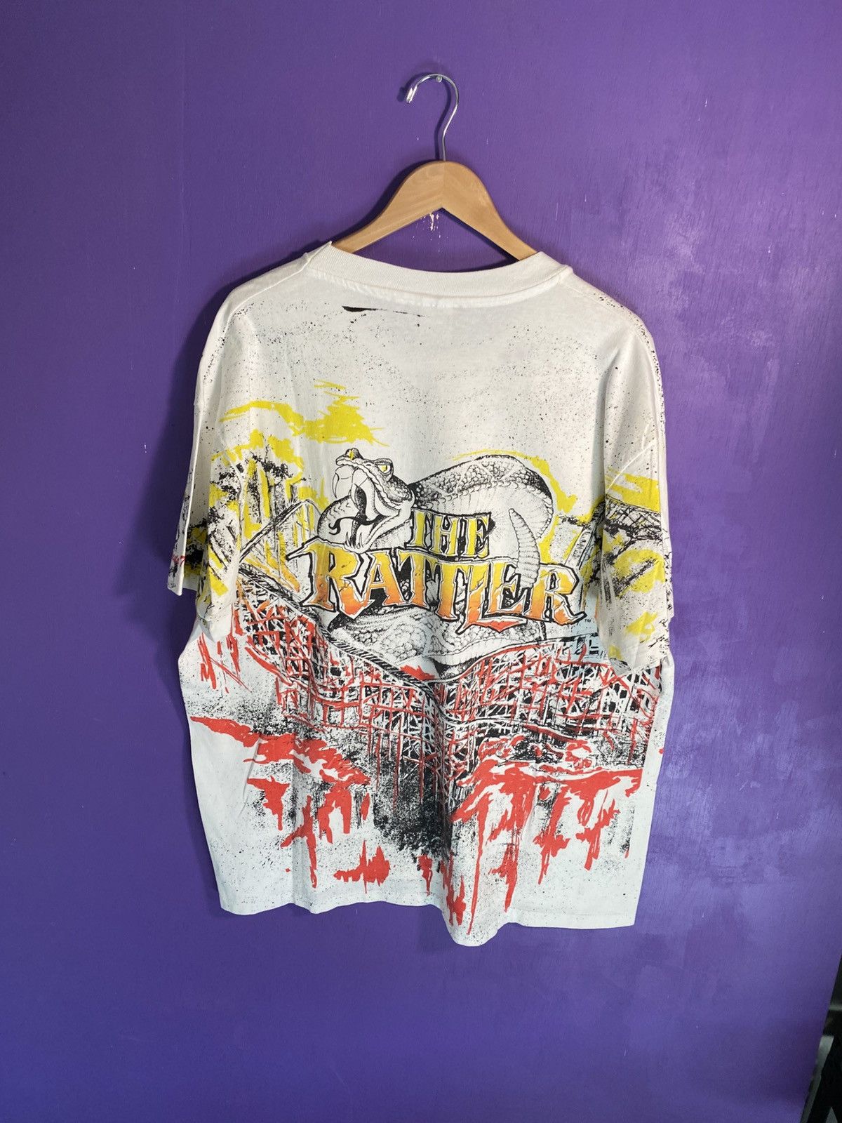 Other Vintage 90s Six flags fiesta texas the rattler AOP t-shirt Size US XXL / EU 58 / 5 - 2 Thumbnail