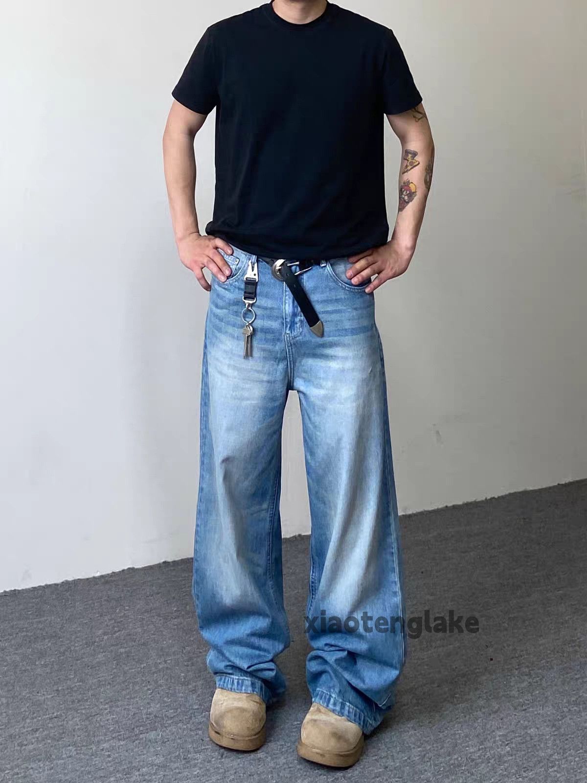 zx faded wide Leg supreme Stussy style wide jeans
