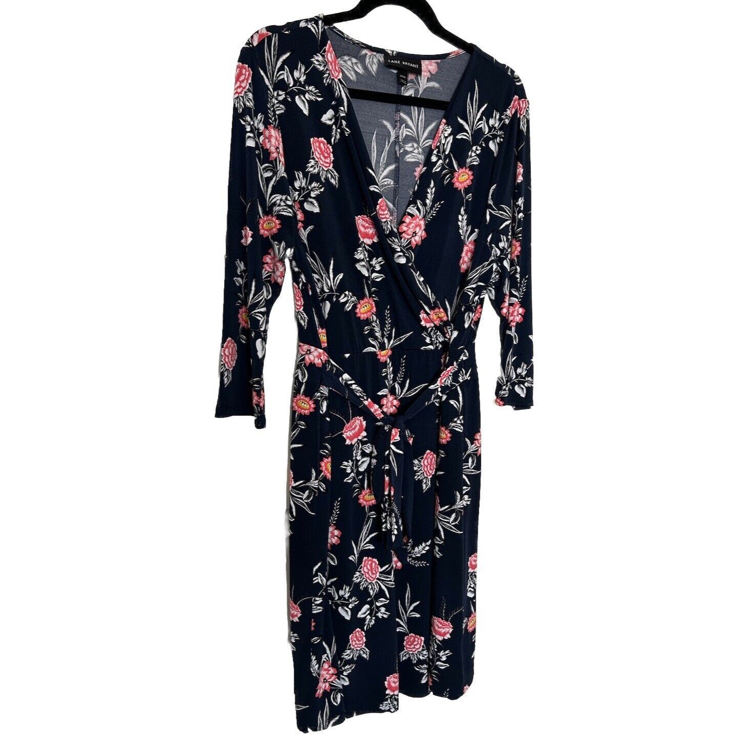 Other Lane Bryant Womens Blue Floral Faux Wrap Dress Sz 14/16 Stre Size XL / US 12-14 / IT 48-50 - 2 Thumbnail