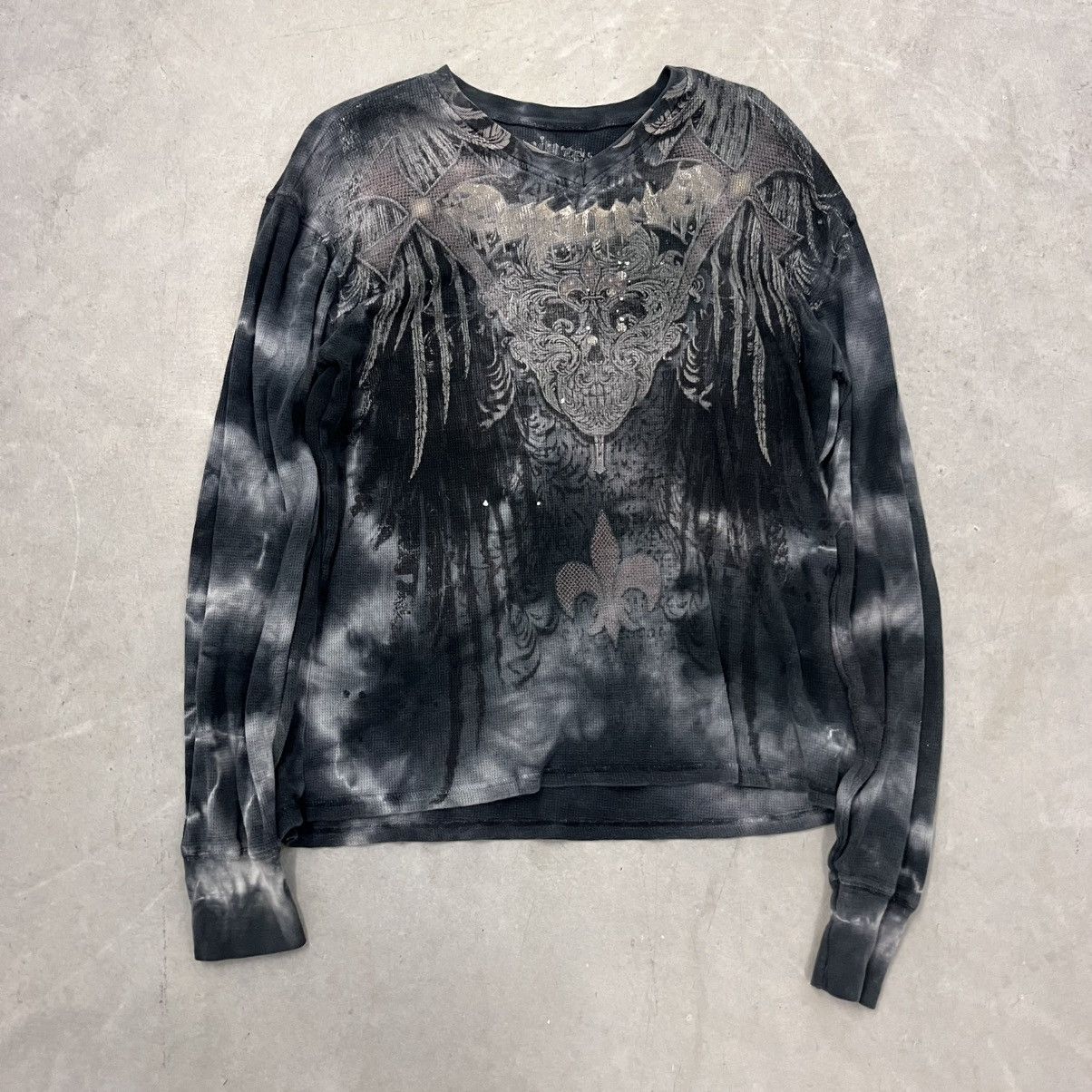 Affliction CRAZY Y2K Affliction Goth Thermal Large Black Skull print Size US L / EU 52-54 / 3 - 1 Thumbnail
