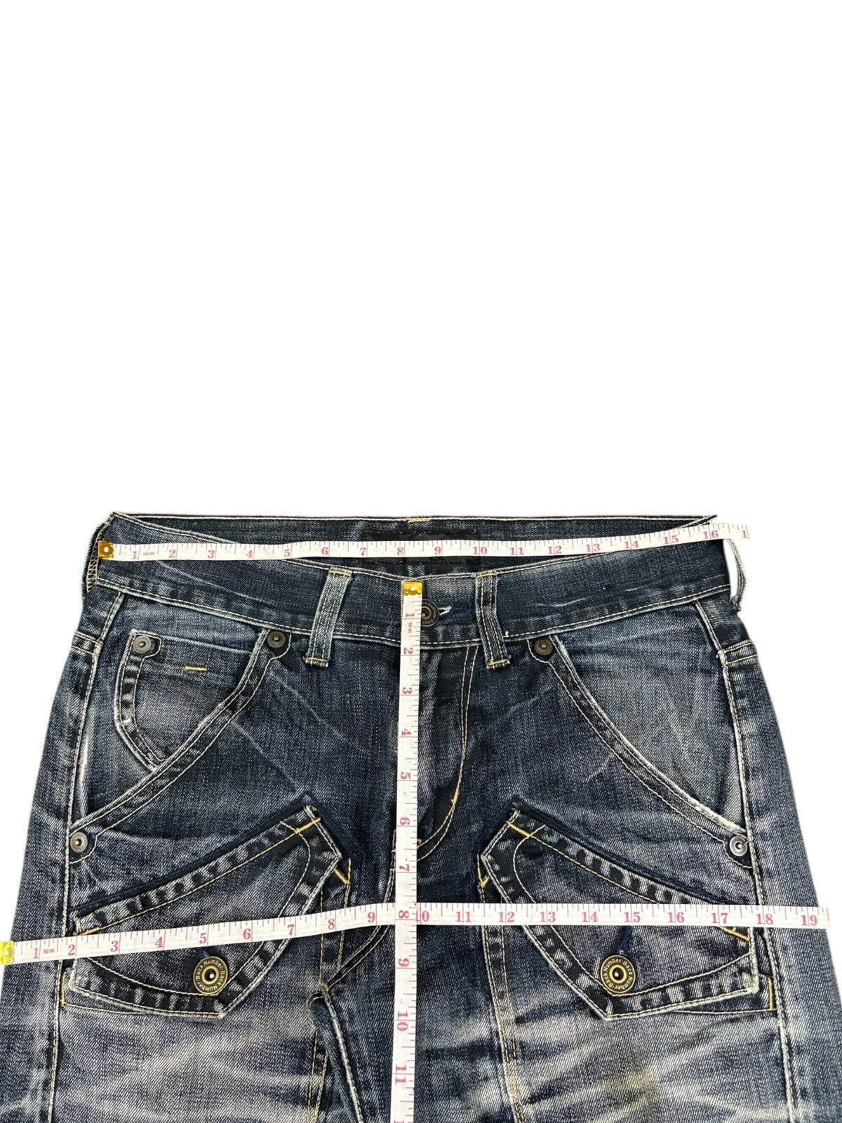 Japanese Brand Vintage Back Number Buckle Back Distress Baggy Jeans Size US 32 / EU 48 - 11 Thumbnail