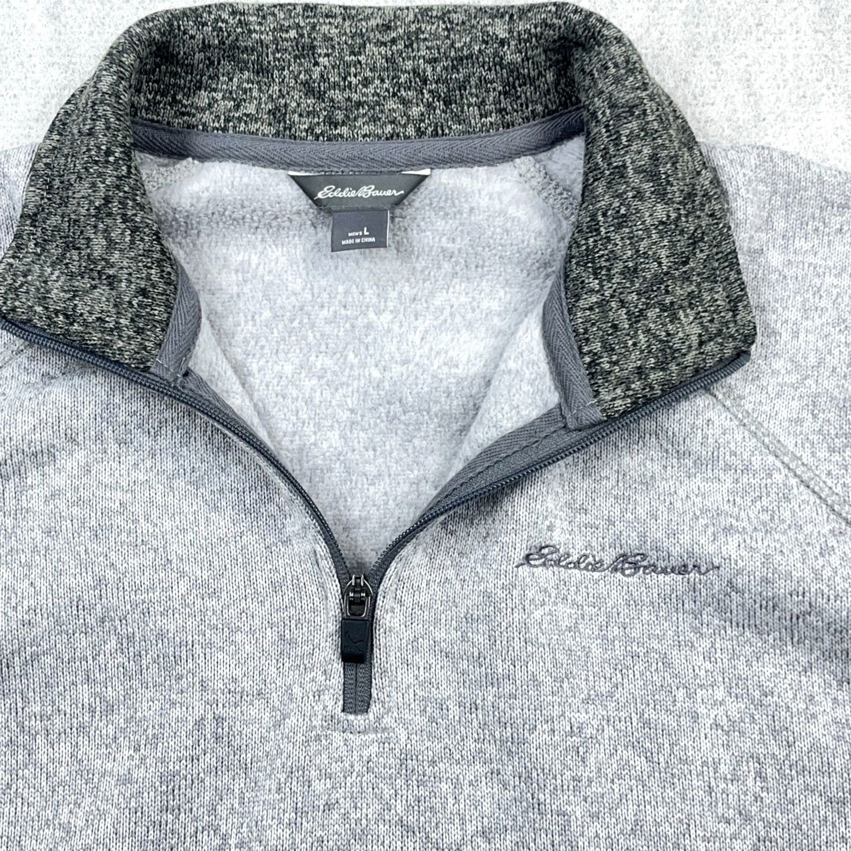 Eddie Bauer Eddie Bauer Sweater Men Large Gray Pullover Quarter Zip Fleece Jacket Heather Gray B0 Size US L / EU 52-54 / 3 - 3 Thumbnail