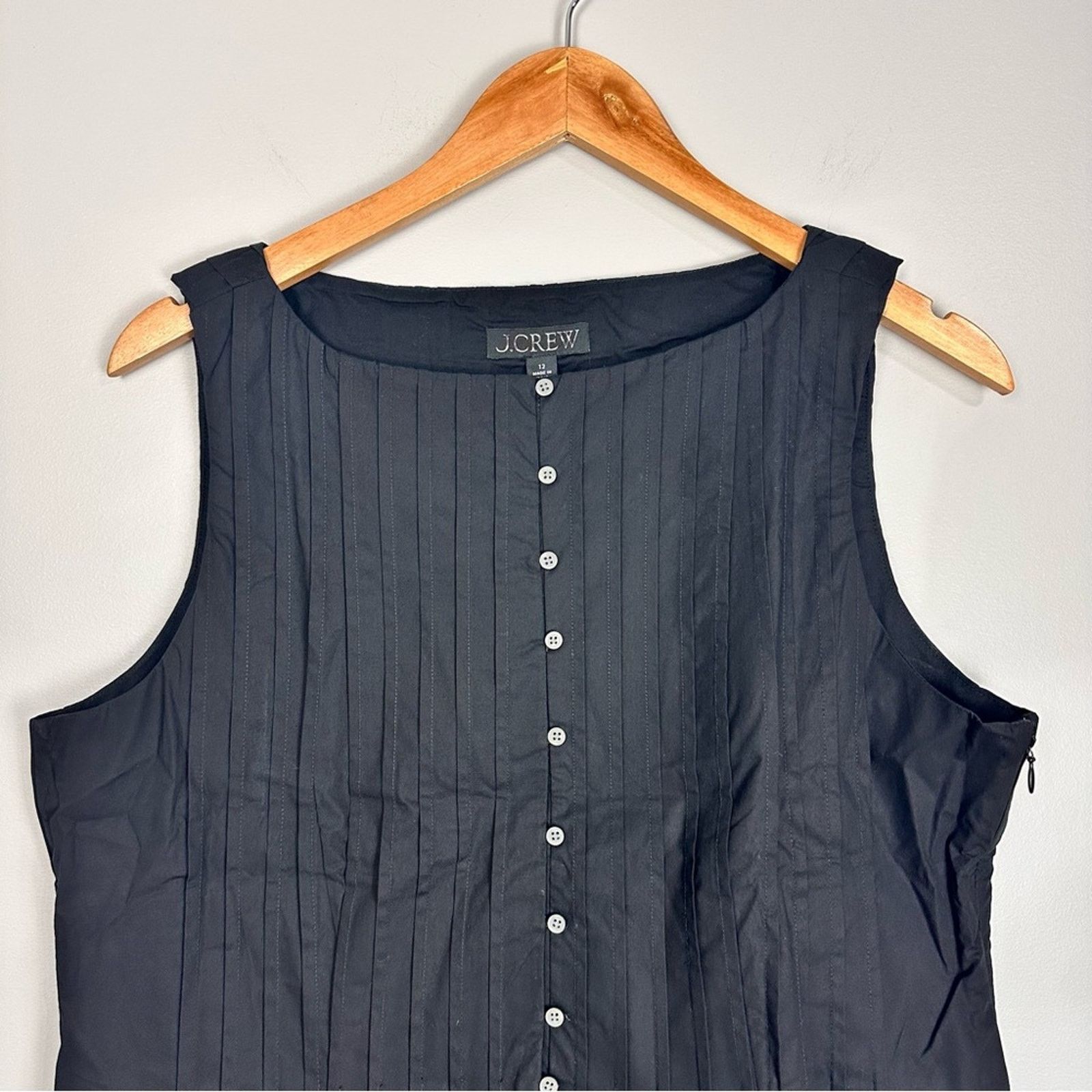 J.Crew J.CREW Pintuck Blouse Premium Cotton Poplin Black 12 NWT Size XL / US 12-14 / IT 48-50 - 6 Thumbnail